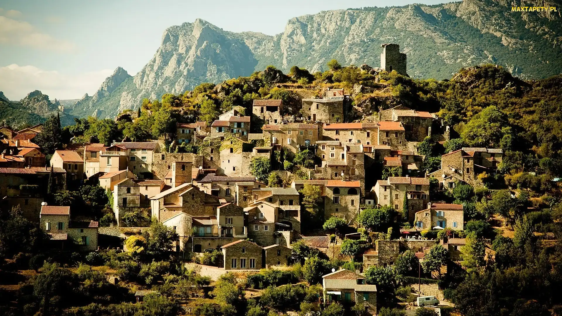 Góry, Budynki, Francja, Miasto