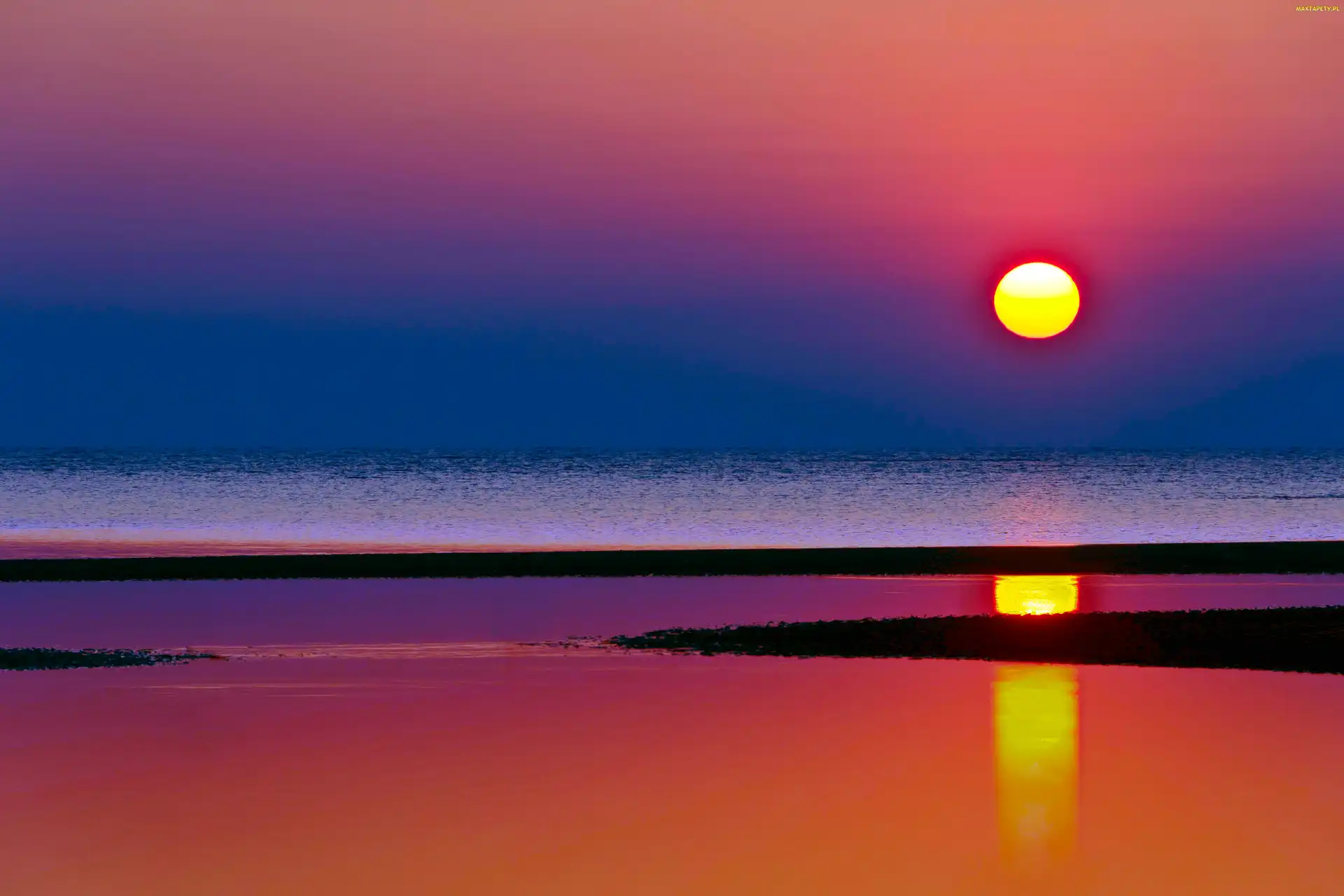Słońca, Plaża, Zachód
