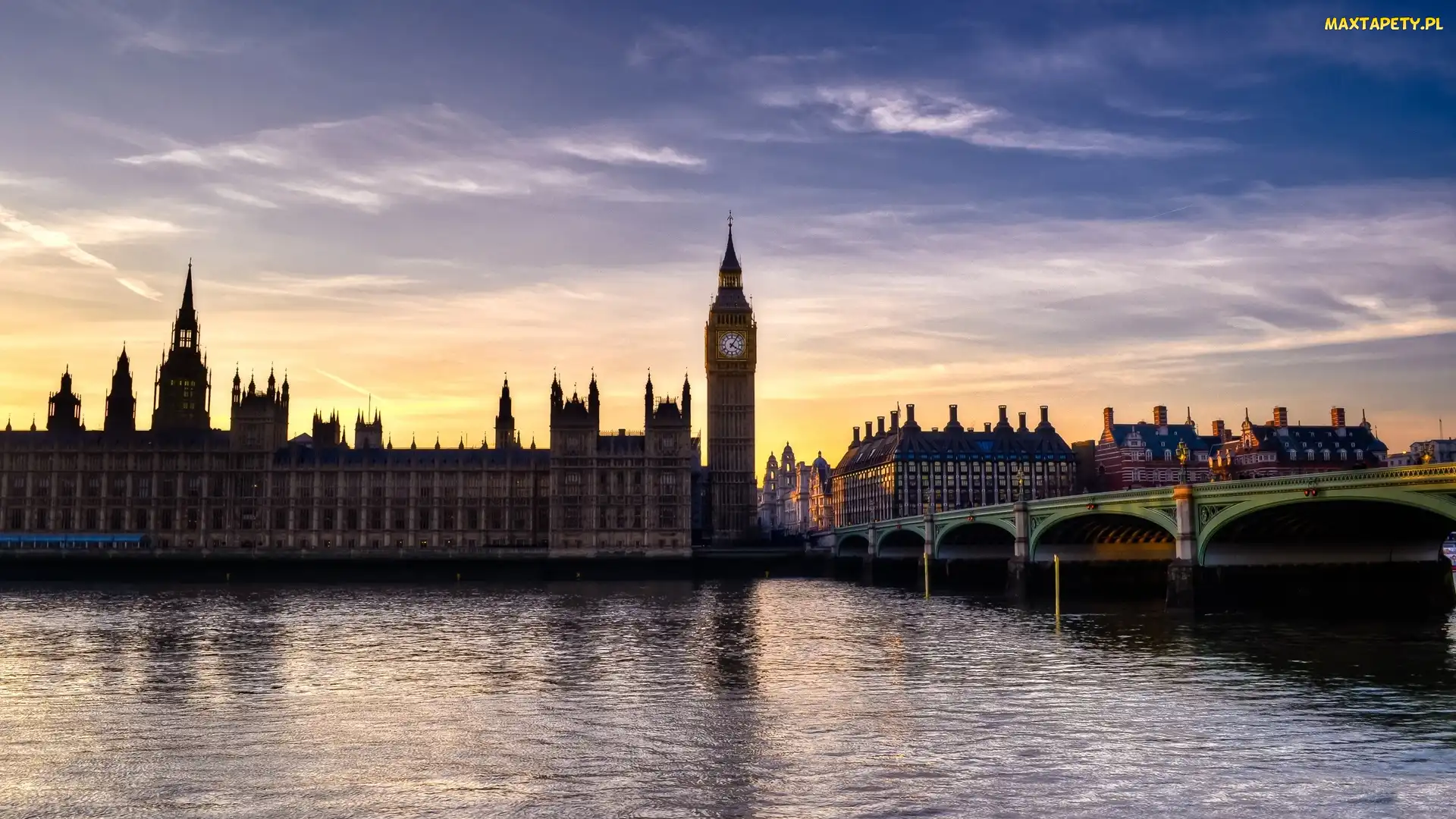 Londyn, Rzeka Tamiza, Most Westminsterski, Big Ben, Anglia