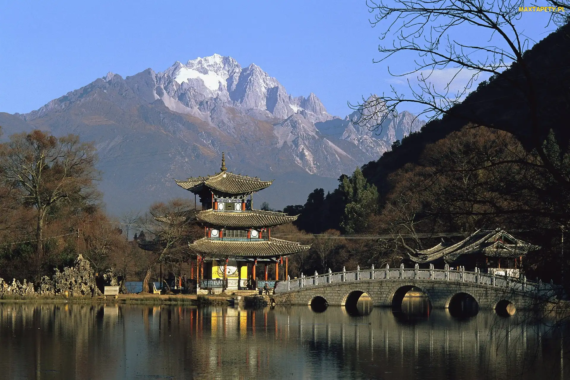 Góry, Most, Rzeka, Domek, Japonia