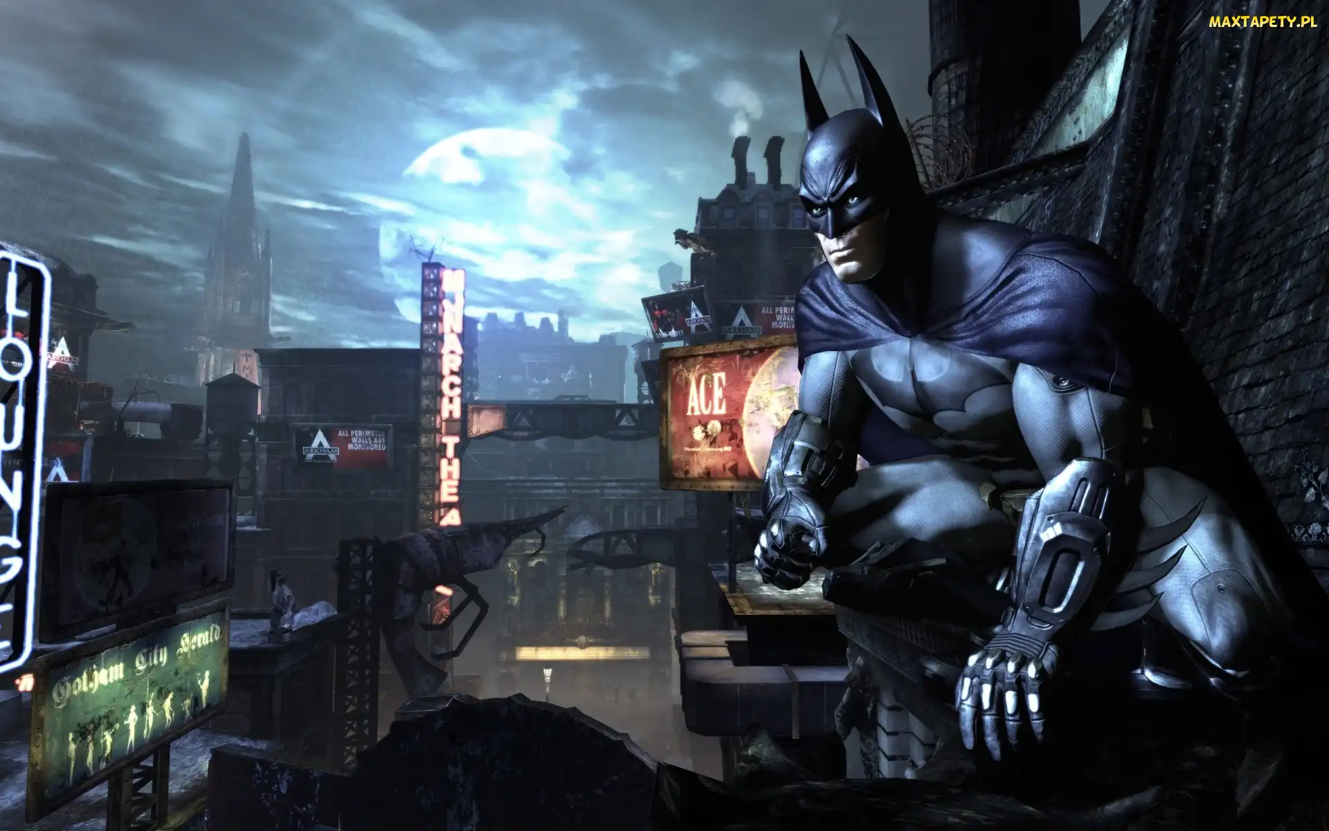 Noc, Budynki, Batman, Dachy