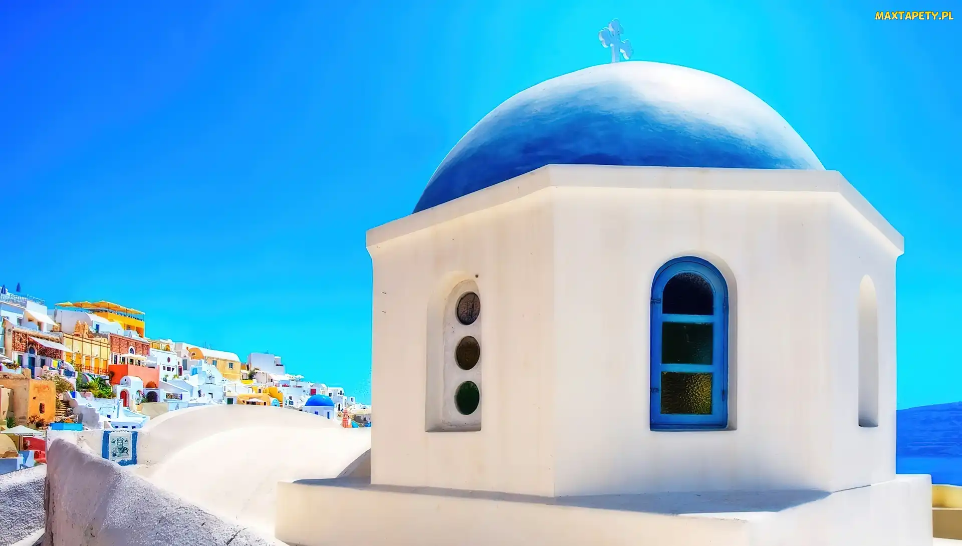 Cerkiew, Kopuła, Grecja, Niebieska, Santorini