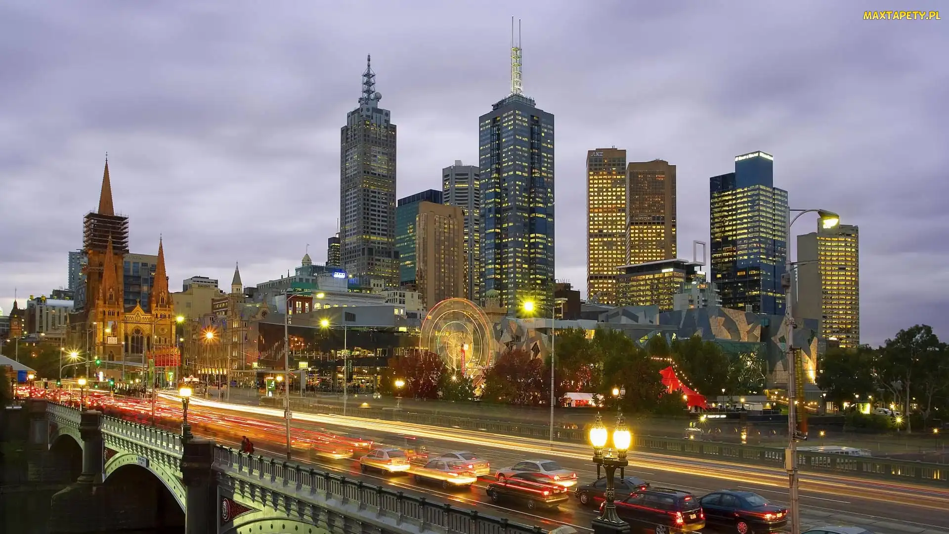 Australia, Melbourne, Miasto, Noc