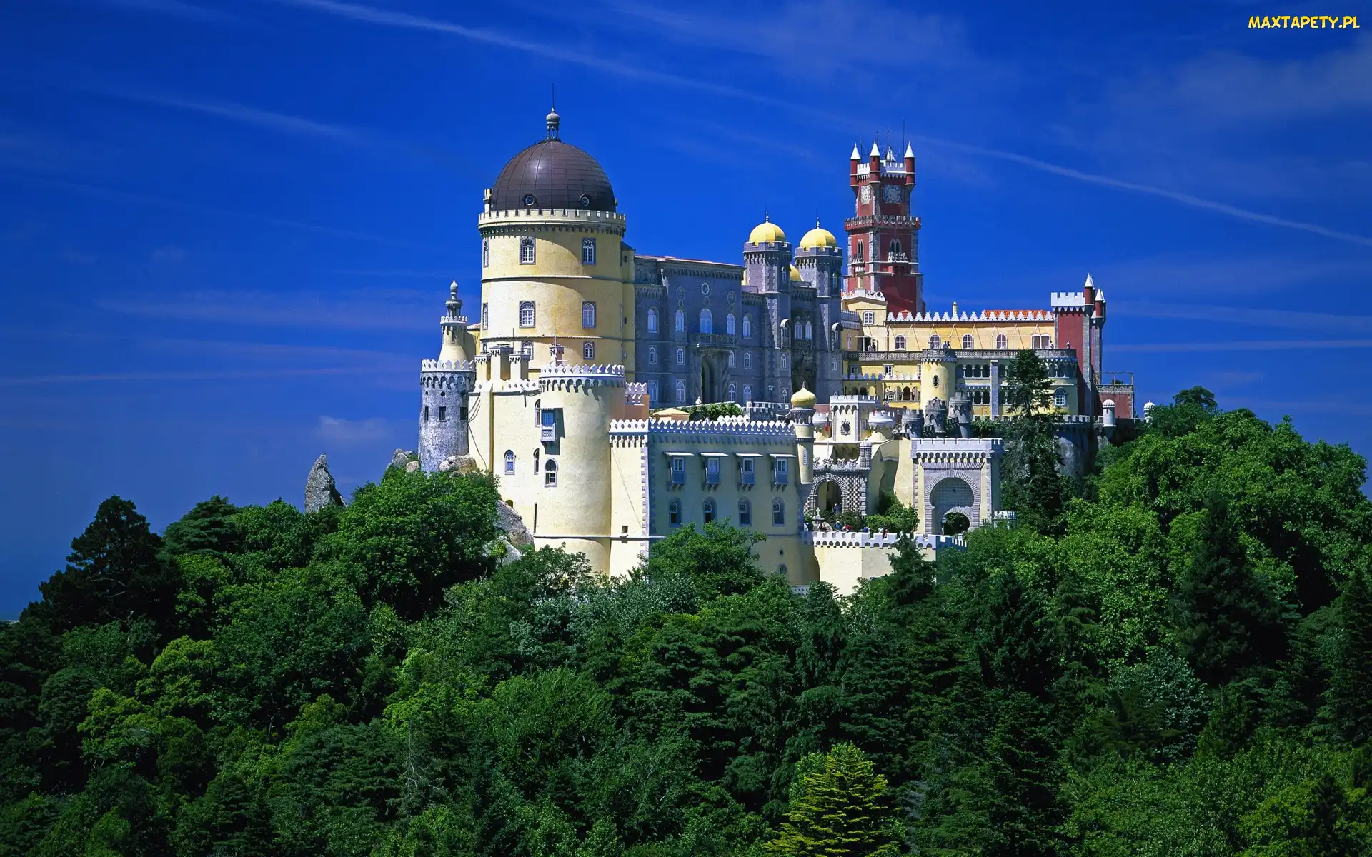 La Pena, Portugalia, Zieleń, Wzgórze, Zamek