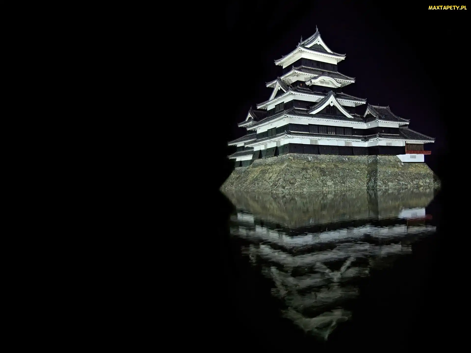 Nocą, Budowla, Symboliczna, Japonia, Matsumoto Castle