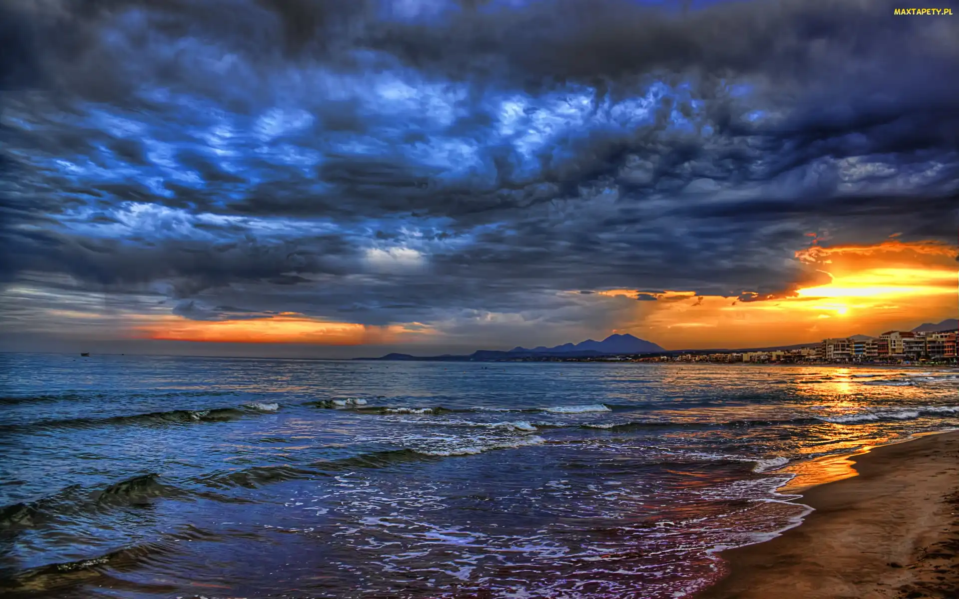 Zachód, Plaża, Słońca