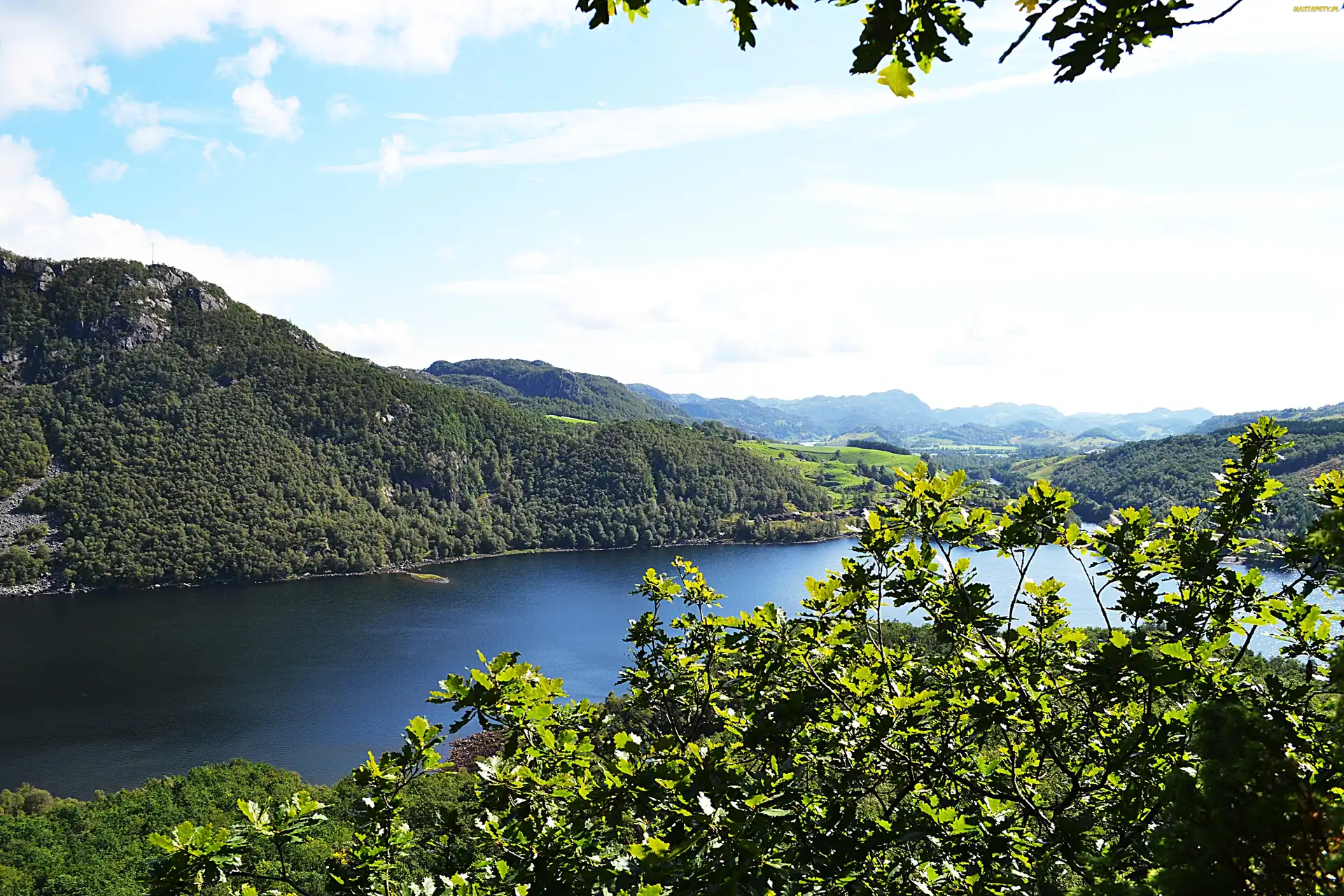 Norwegia, Krajobraz, Góry, Jezioro