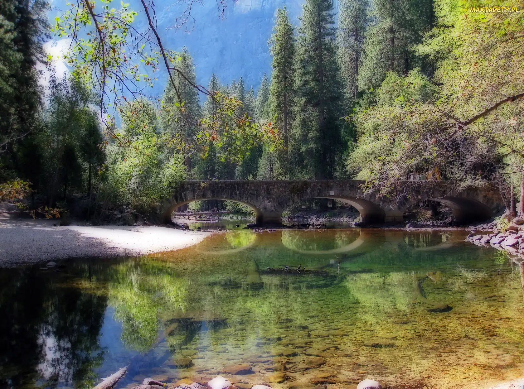 Stan Kalifornia, Most, Rzeka Merced, Park Narodowy Yosemite, Stany Zjednoczone