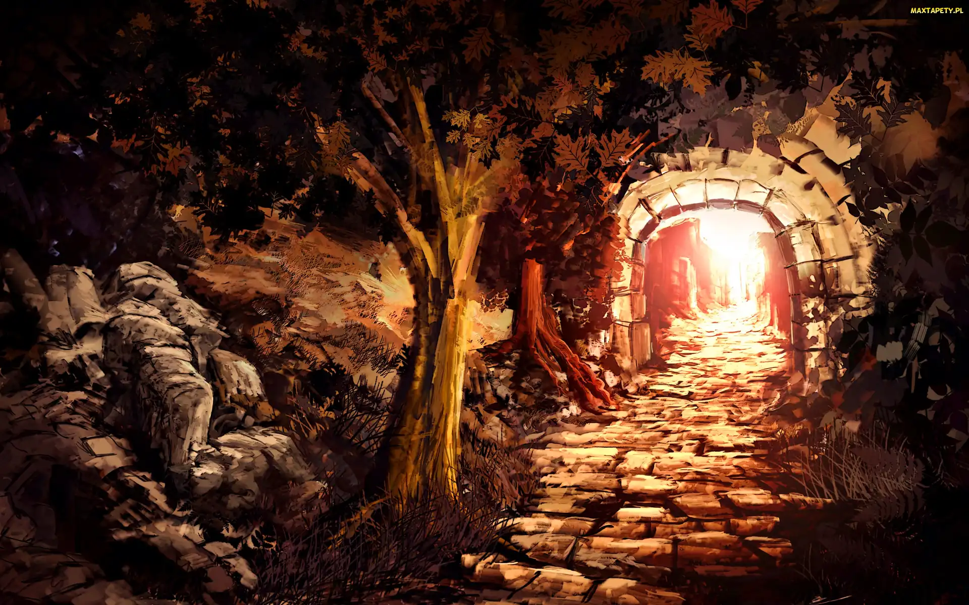 Drzewa, Obraz, Tunel