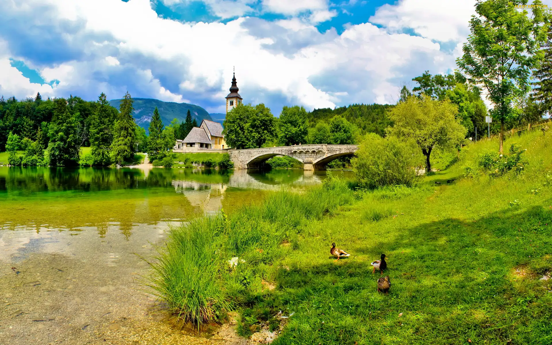 Bohinj, Kaczuszki, Kościółek, Most, Jezioro