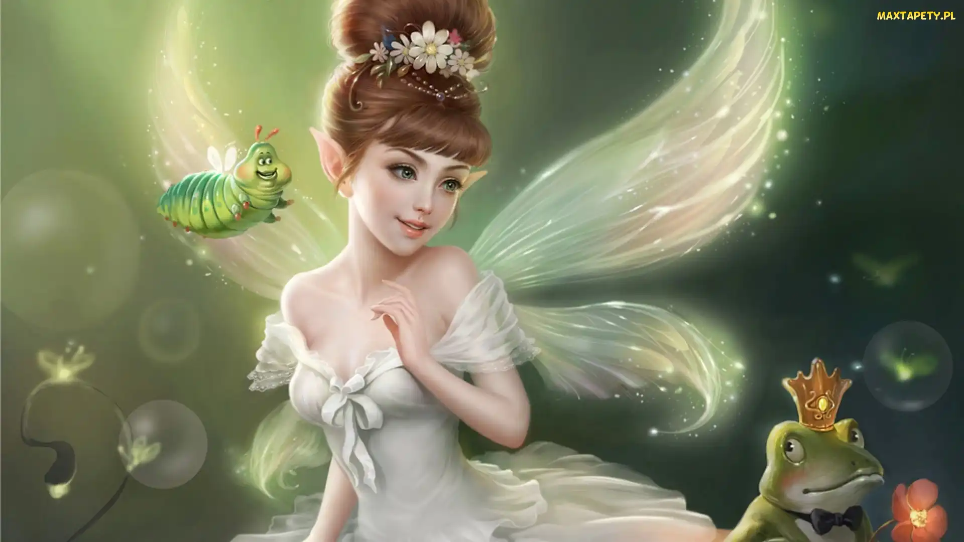 Robaczek, Żaba, Dziewczyna, Fantasy, Elf, Skrzydełka