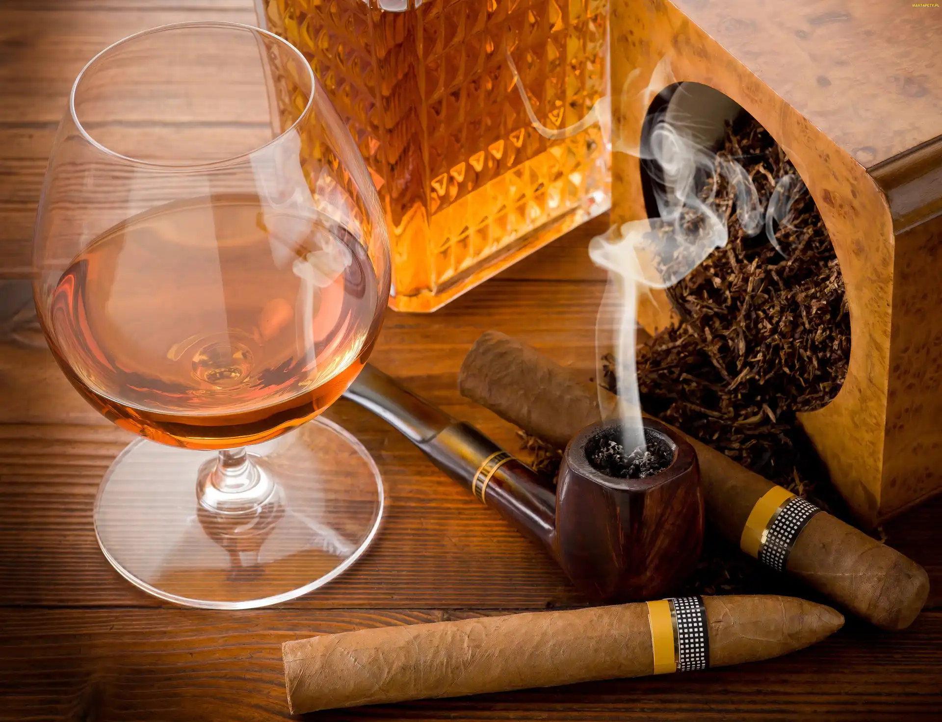 Cygara, Fajka, Alkohol, Lampka