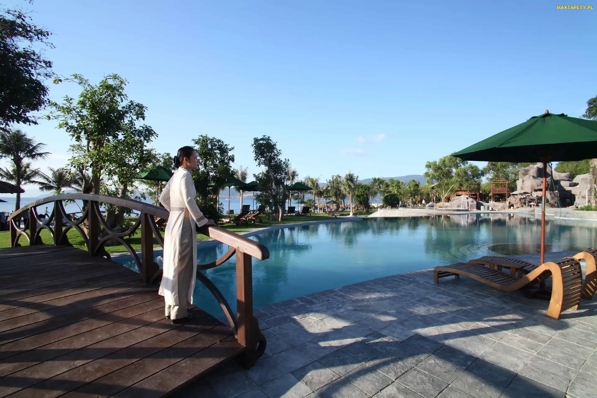 Wietnam, Basen, Spa, Hotel, Kobieta, Mostek