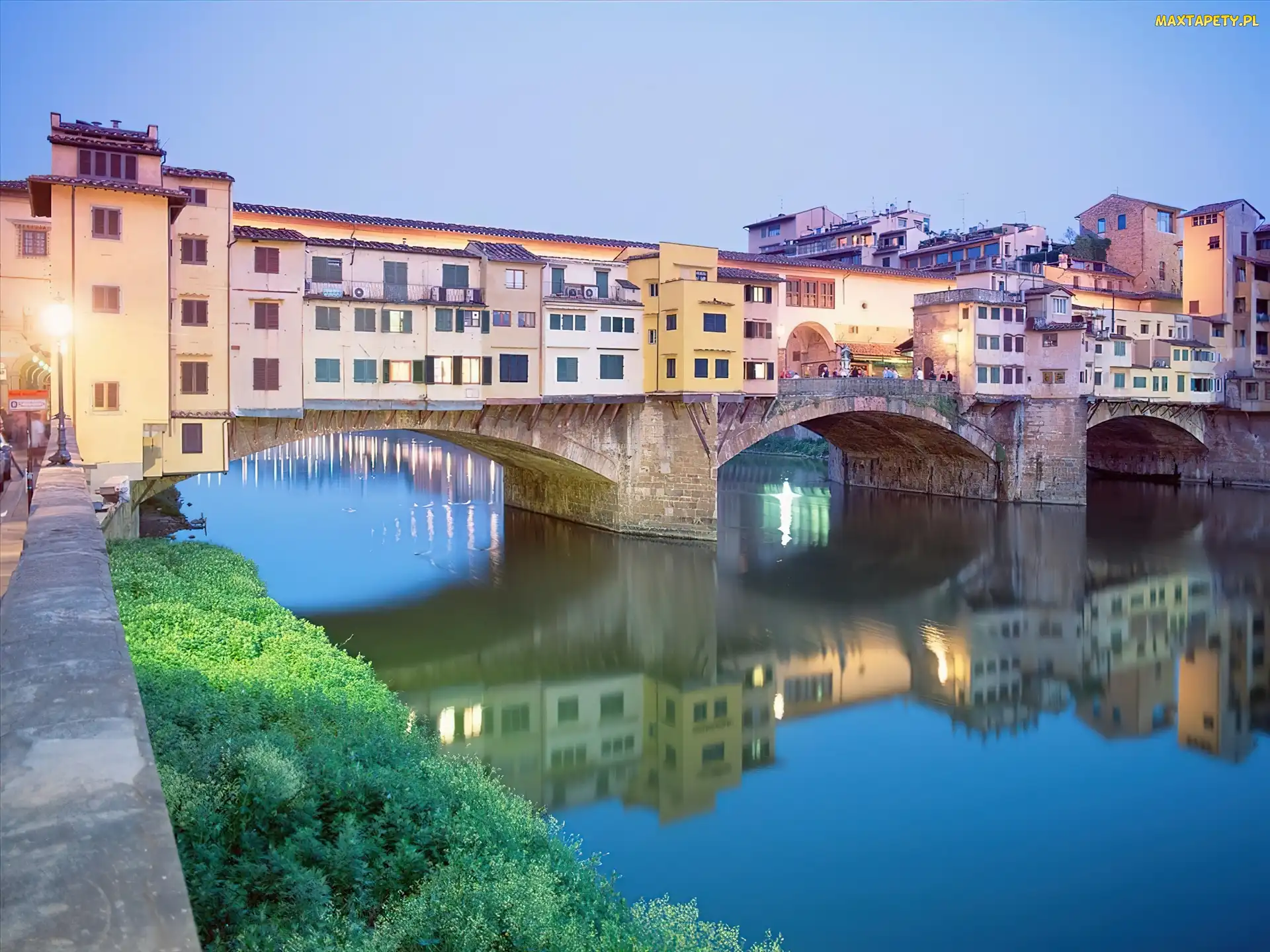 Rzeka, Florencja, Domy, Most, Ponte, Vecchio, Arno