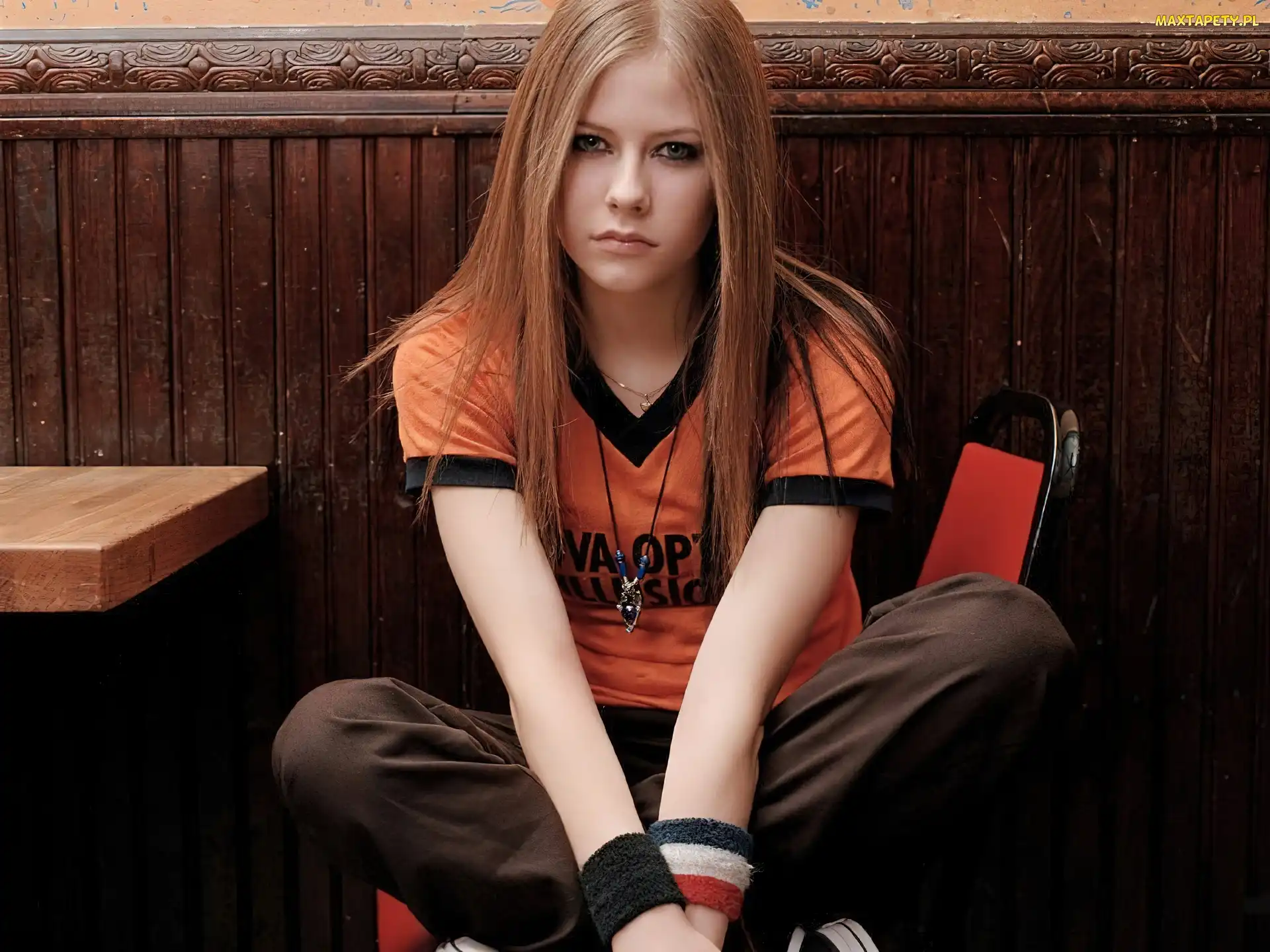 Pomarańczowy, T-shirt, Avril Lavigne