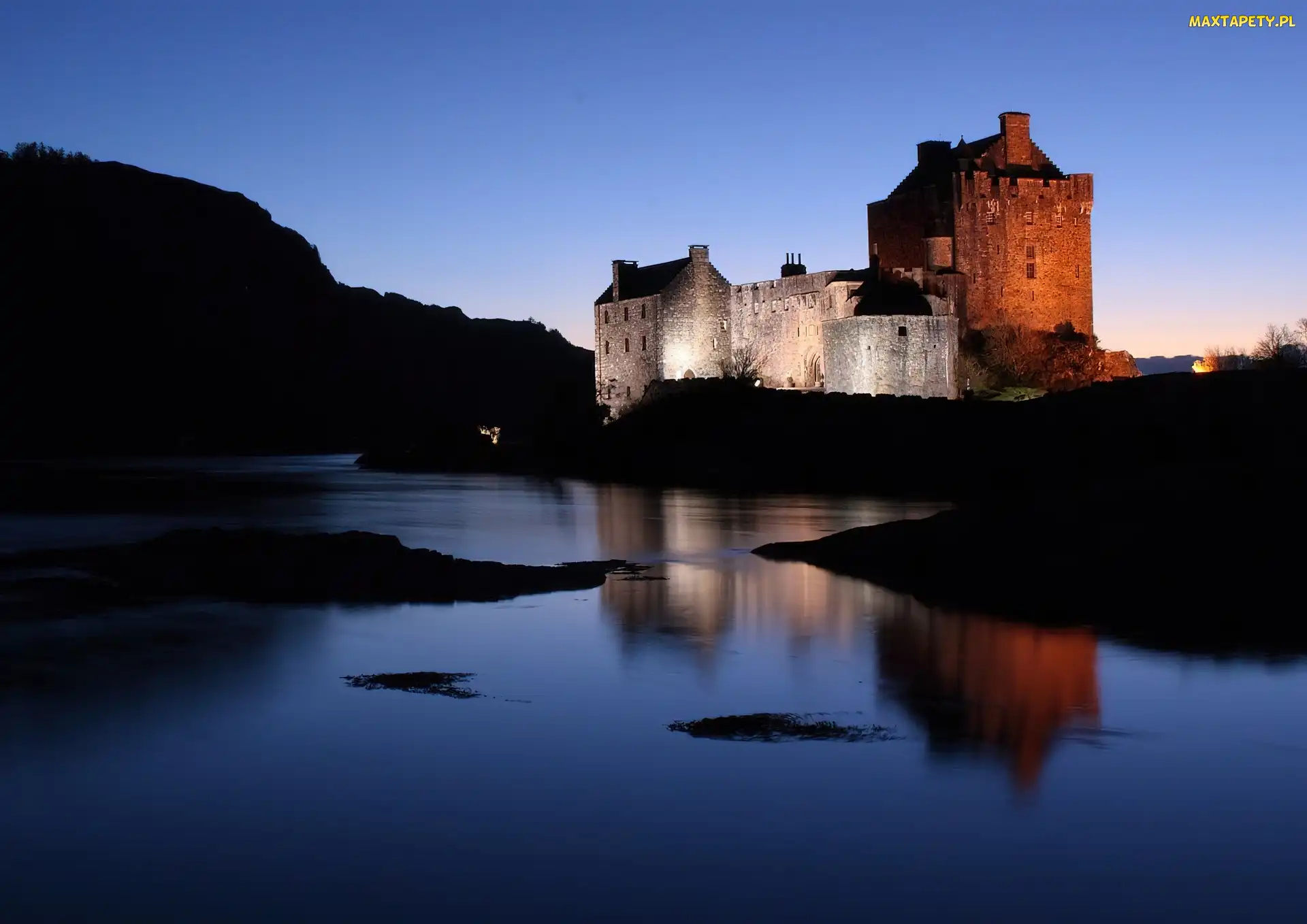 Zamek, Noc, Szkocja, Eilean Donan