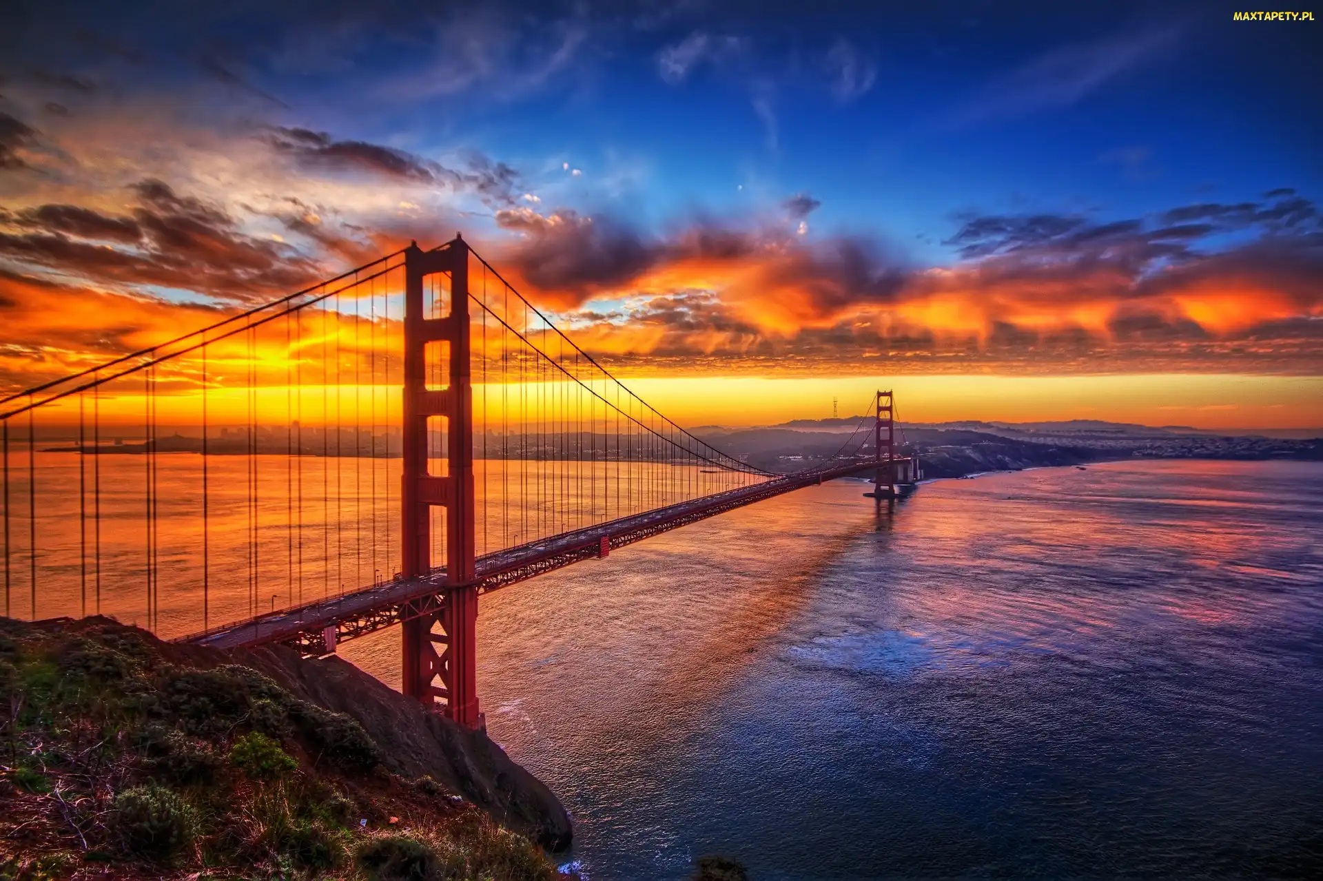 Most, Golden Gate, Zachód Słońca