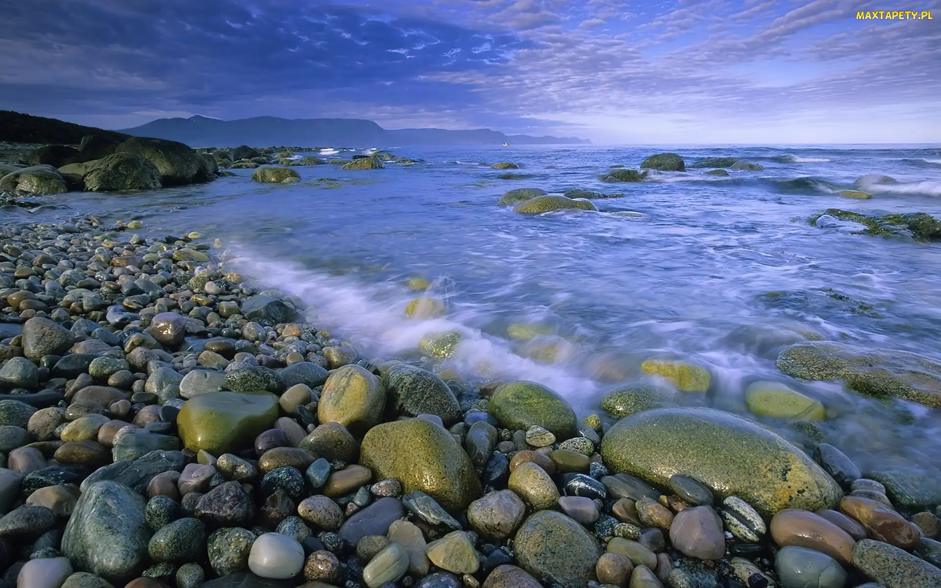 Morze, Plaża, Kamienista, Niebo