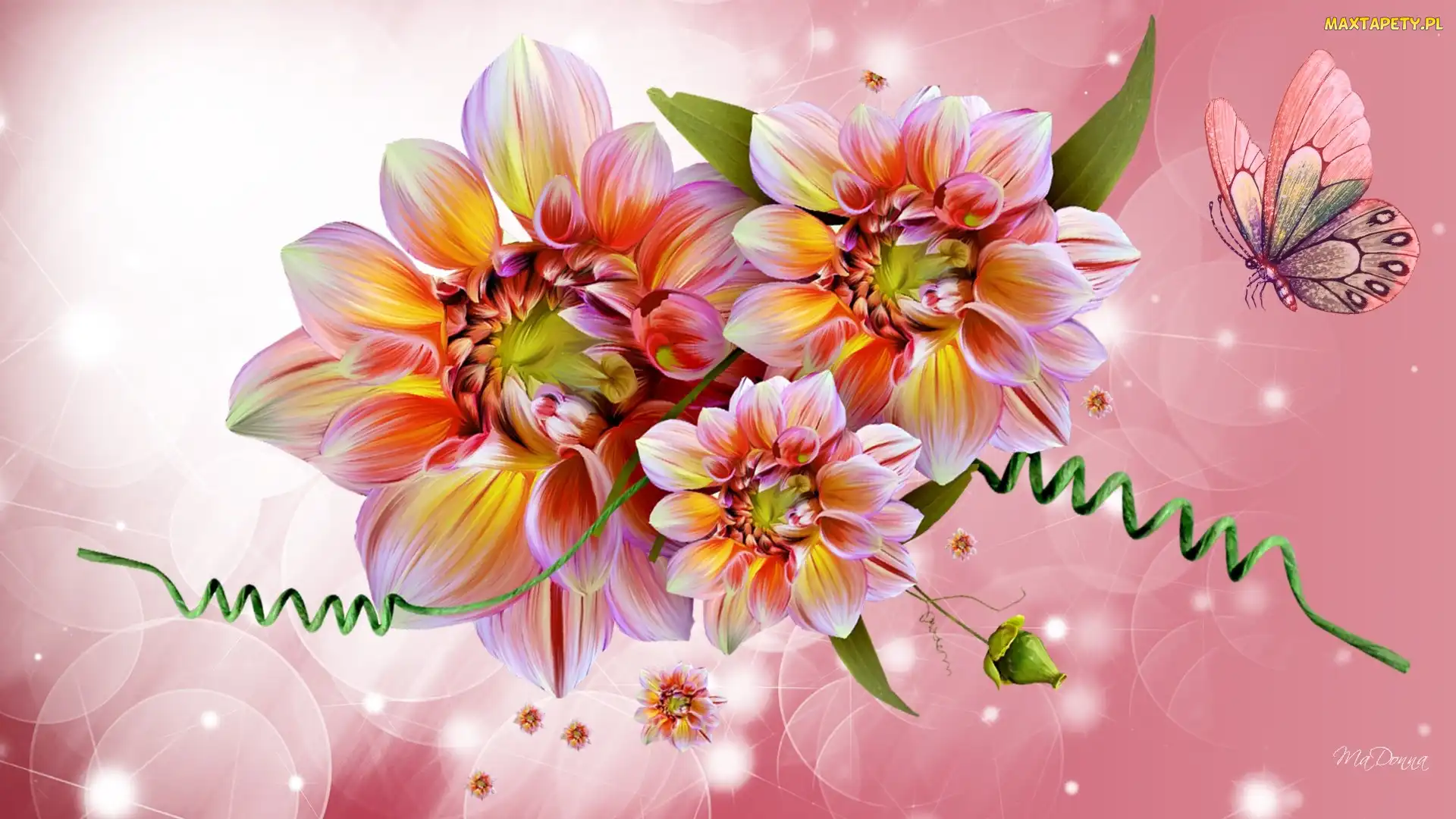 Motyl, Grafika, Kwiaty