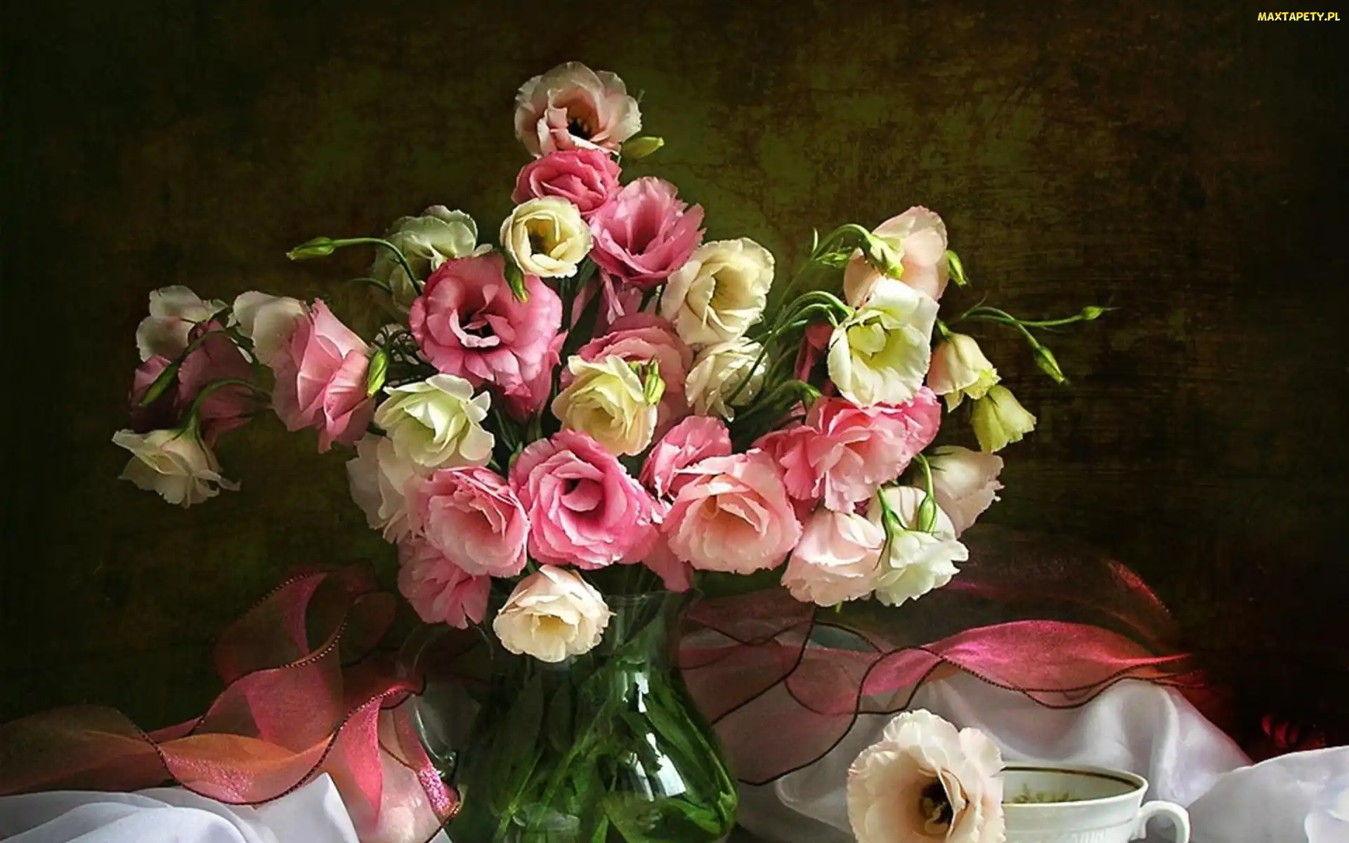Filiżanka, Eustoma, Kwiaty, Bukiet