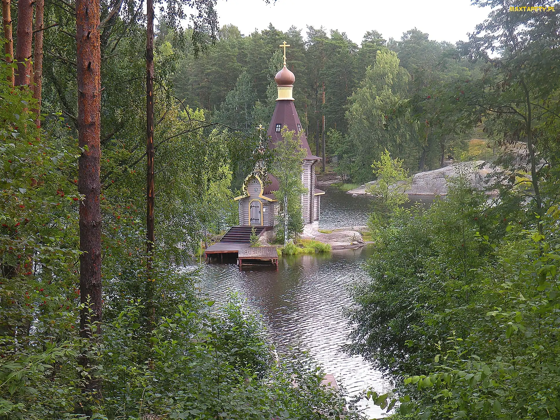 Jezioro, Drzewa, Cerkiew