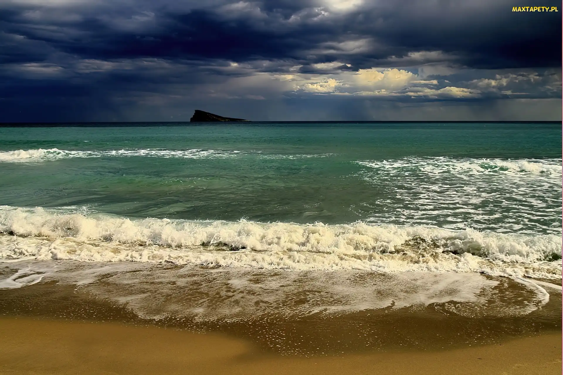 Plaża, Chmury, Morze, Ciemne