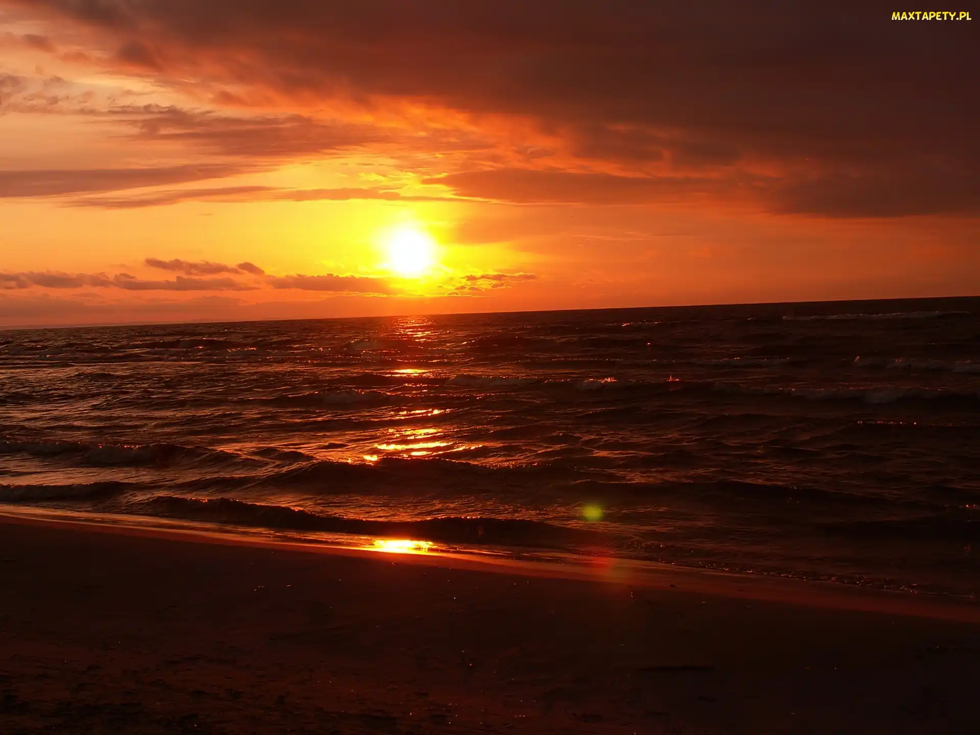 Zachód Słońca, Morze, Plaża