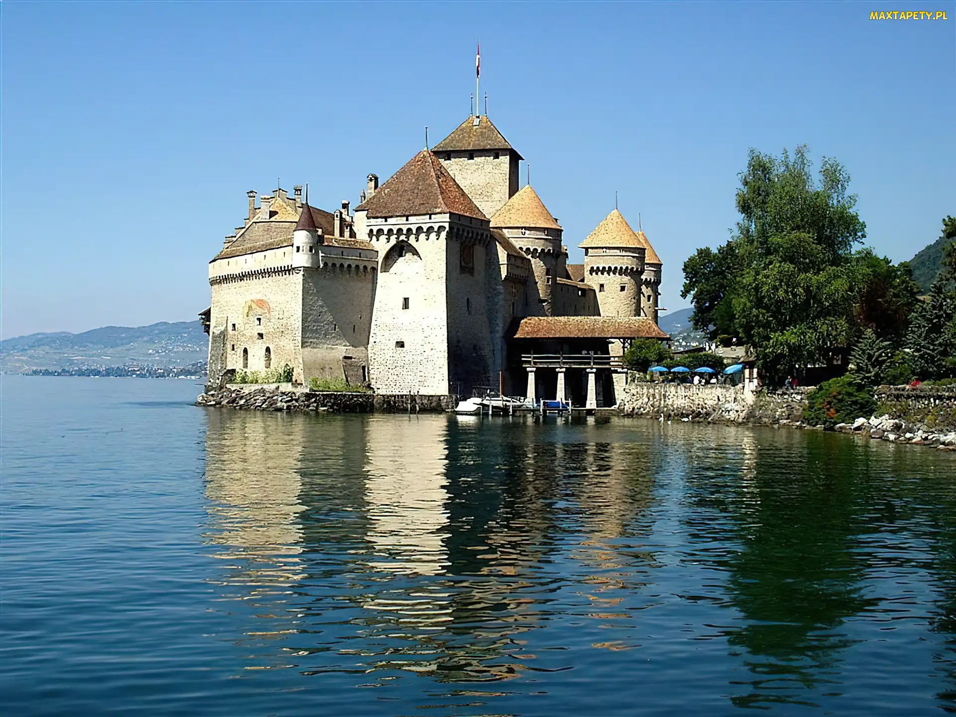 Chillon, Jezioro, Szwajcaria, Montreux, Zamek