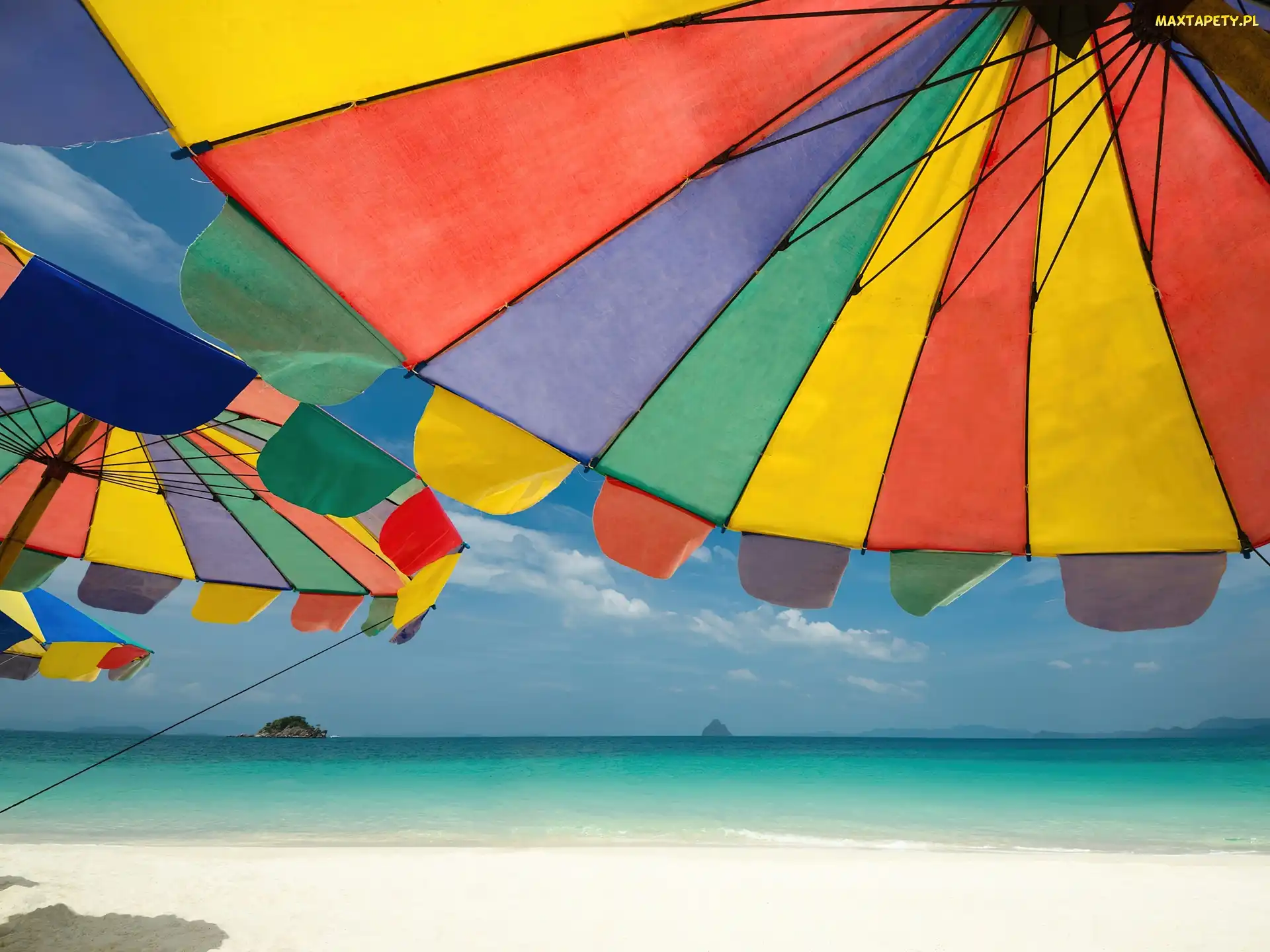 Tajlandia, Island, Morze, Plaża, Parasole, Phuket