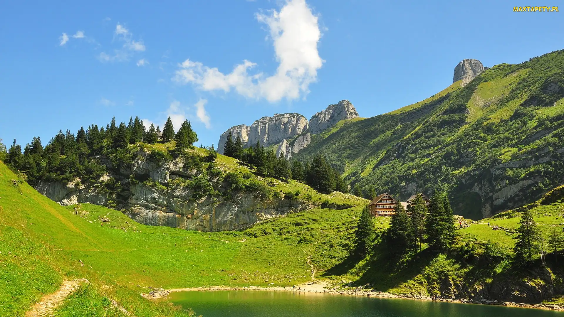 Domek, Jezioro, Szwajcarskie, Góry