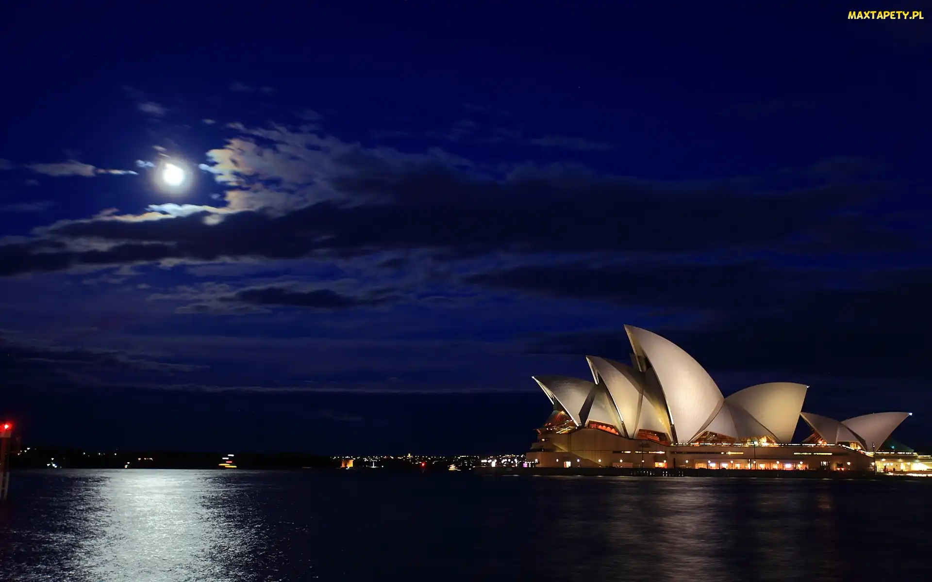 Australia, Chmury, Noc, Księżyc, Sydney