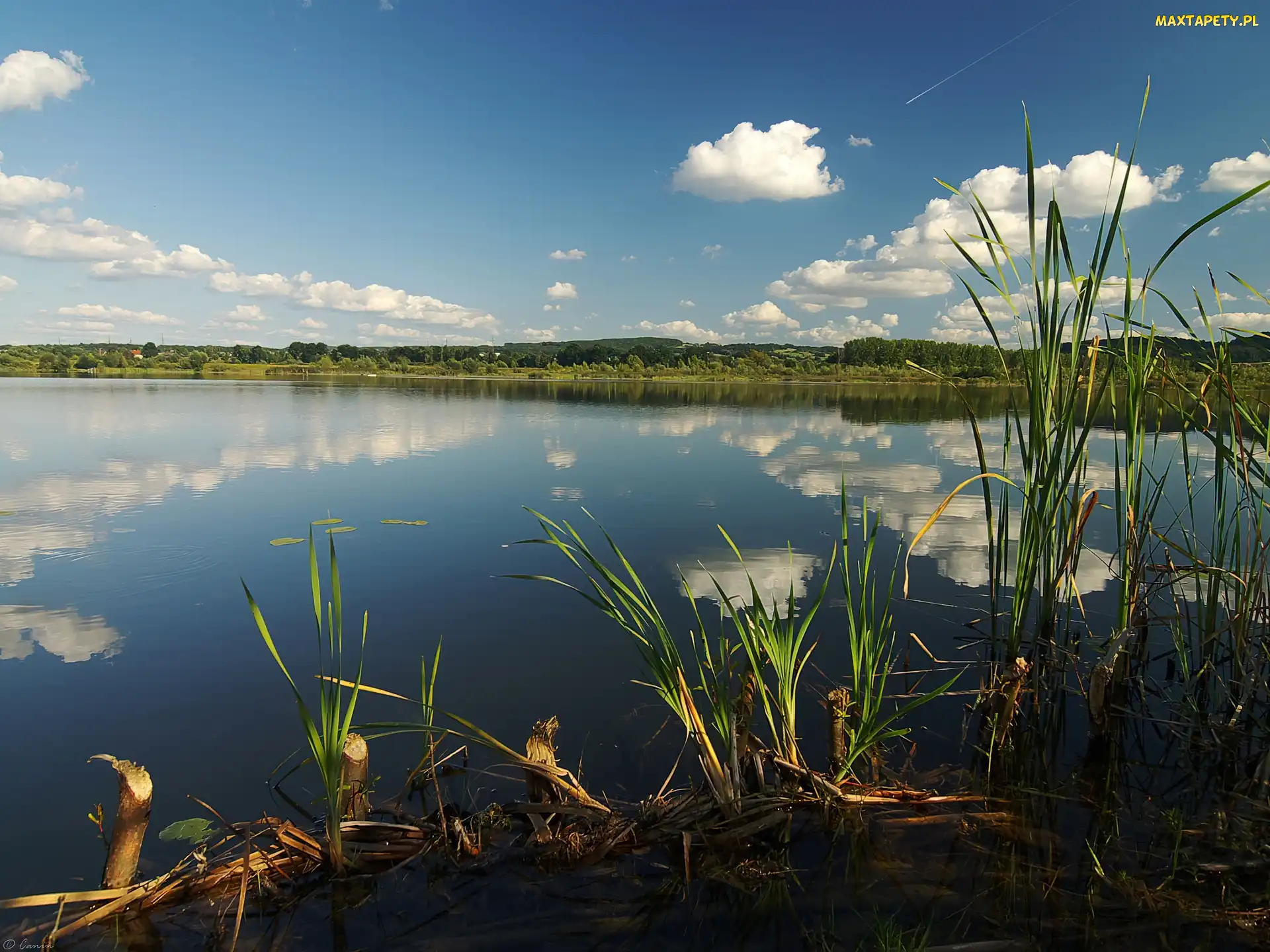 Jezioro, Chmury, Wiosna