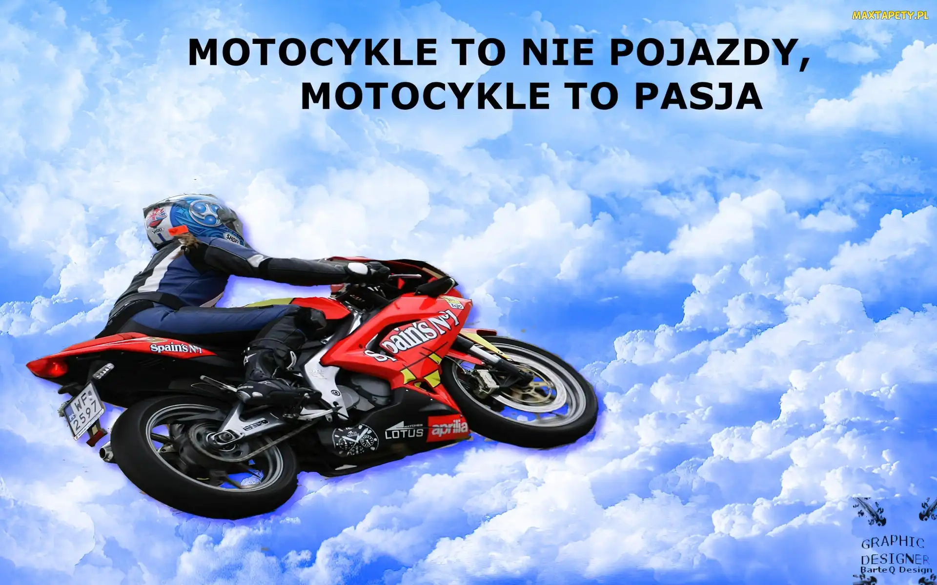 Chmury, Napis, Motocykl