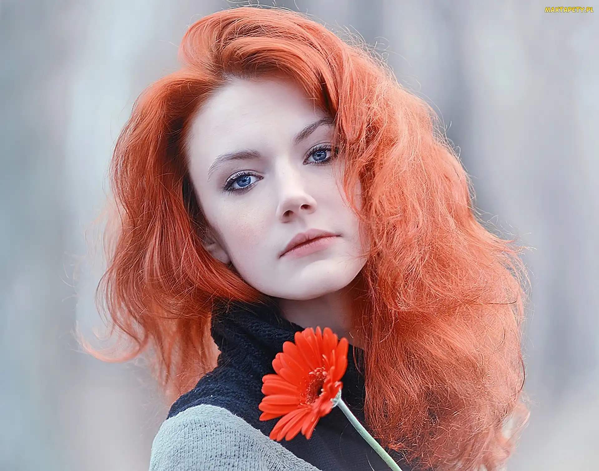 Kobieta, Gerbera, Rudowłosa