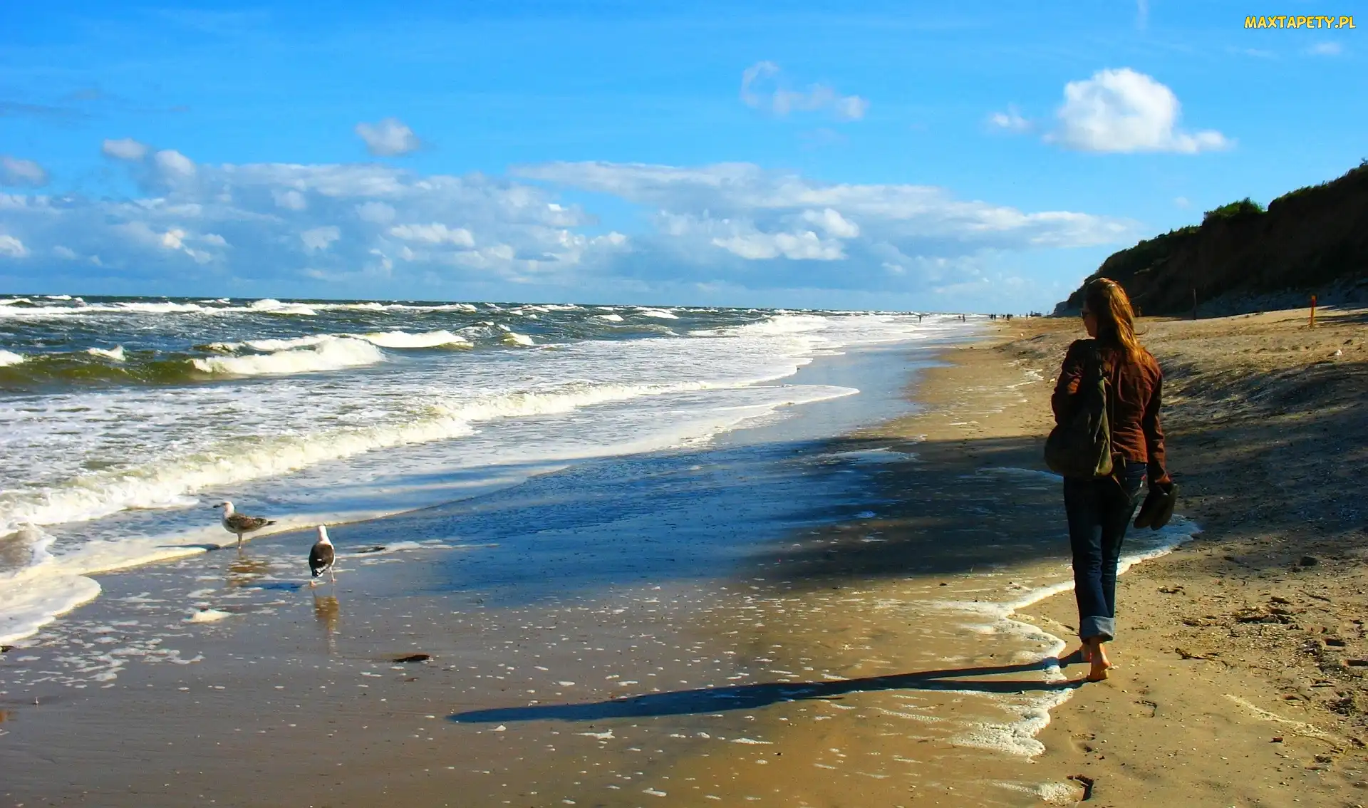 Dziewczyna, Plaża, Morze, Lato