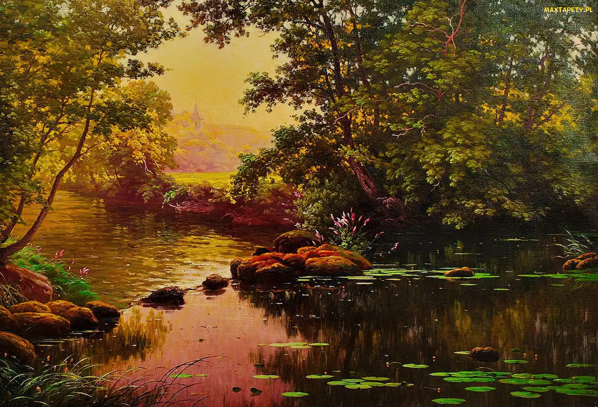 Kamienie, Drzewa, Jezioro
