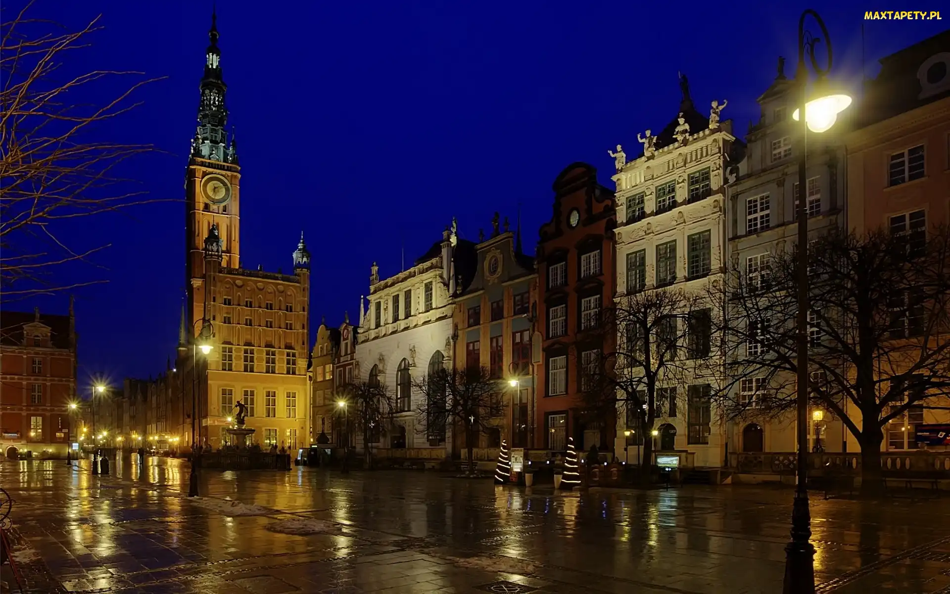Polska, Gdańsk, Miasto, Nocą