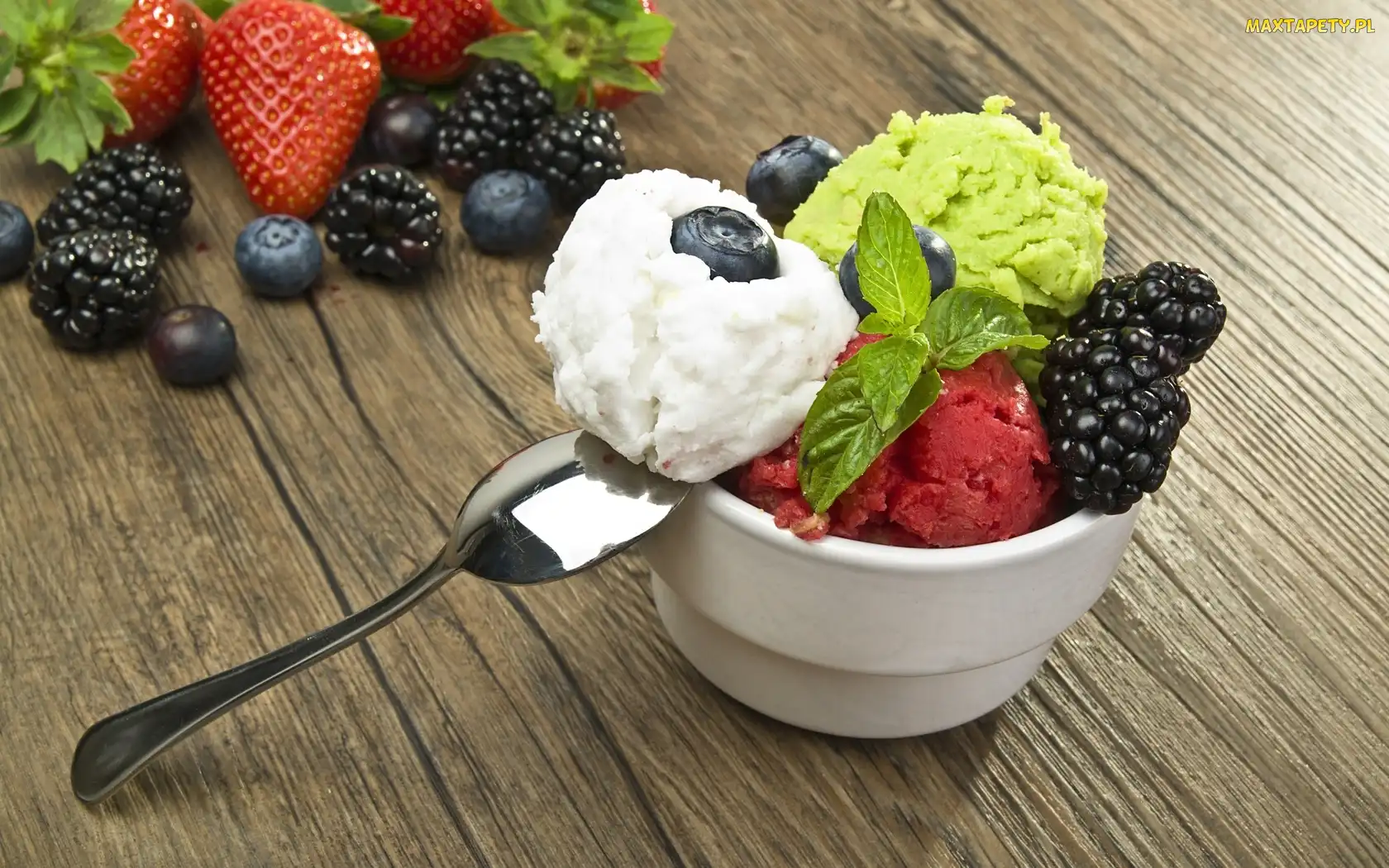 Lody, Łyżeczka, Owoce, Owocowe
