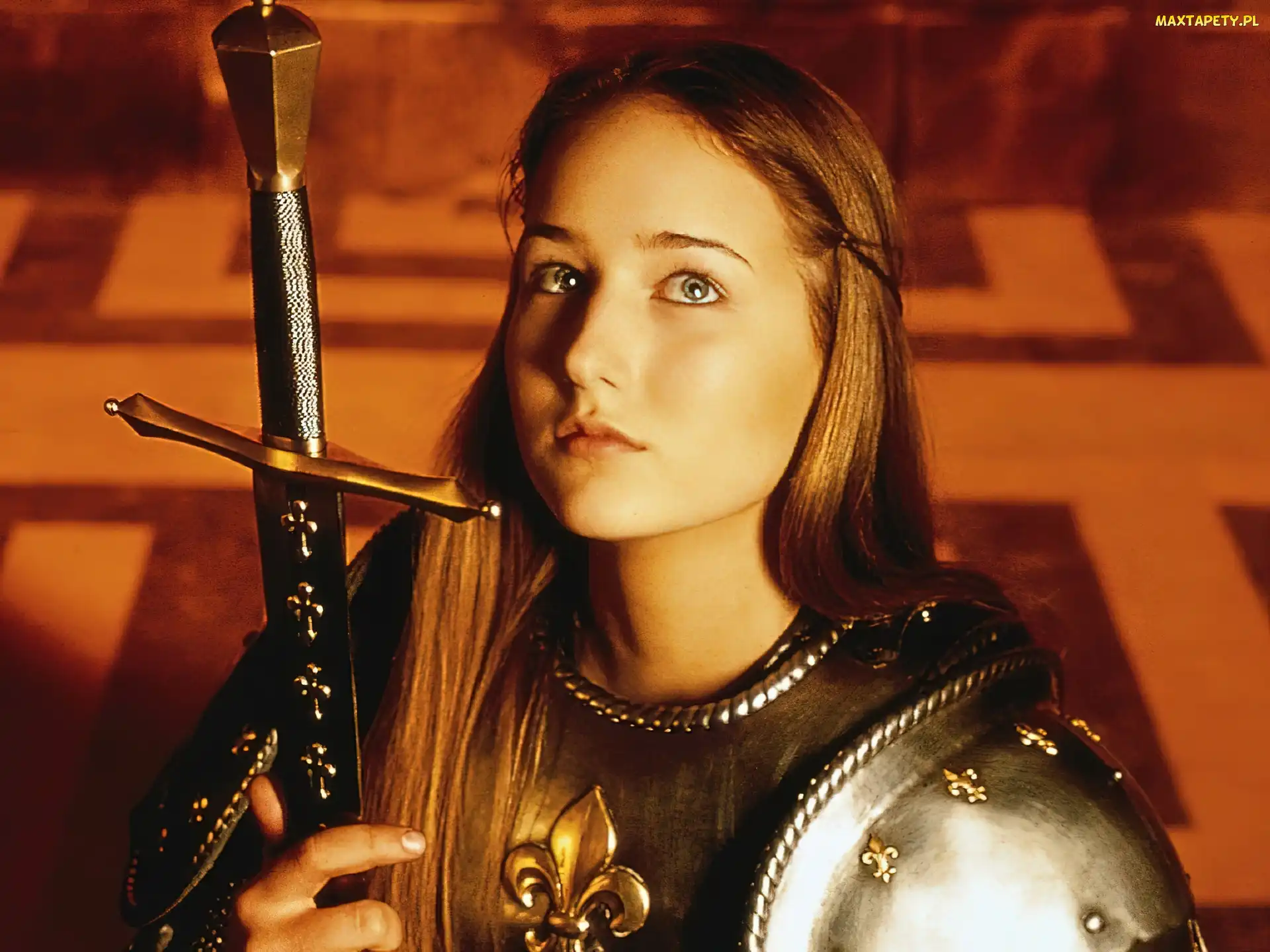 Aktorka, Leelee Sobieski, Joanna dArc, Zbroja, Film, Miecz