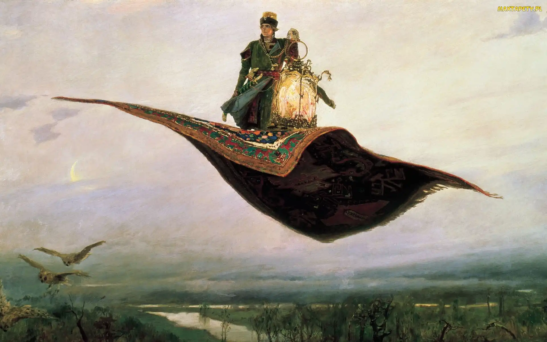 Reprodukcja, Mężczyzna, Dywan, Latający, Obraz