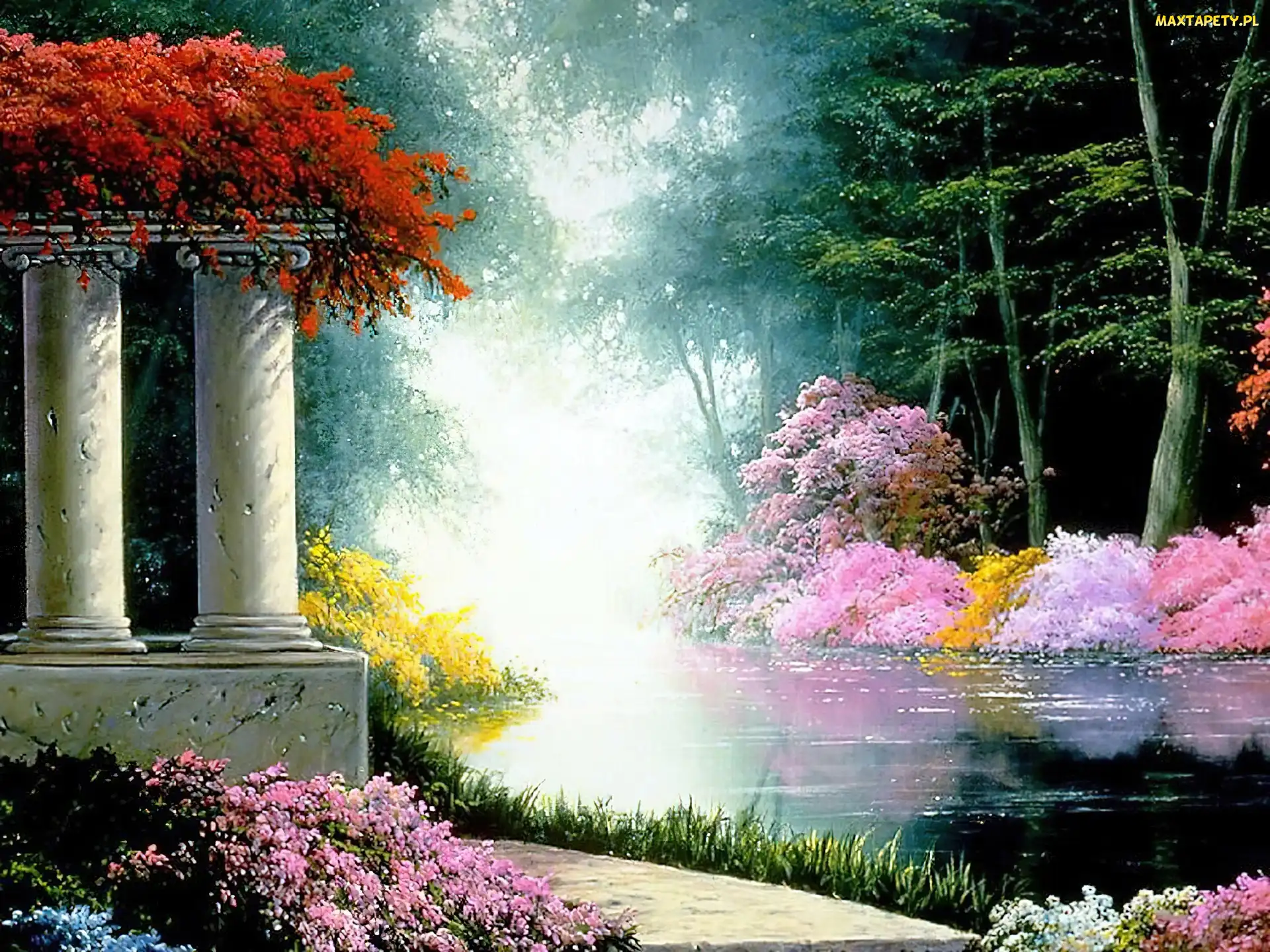 Obraz, Kwiaty, Park, Thomas Kinkade