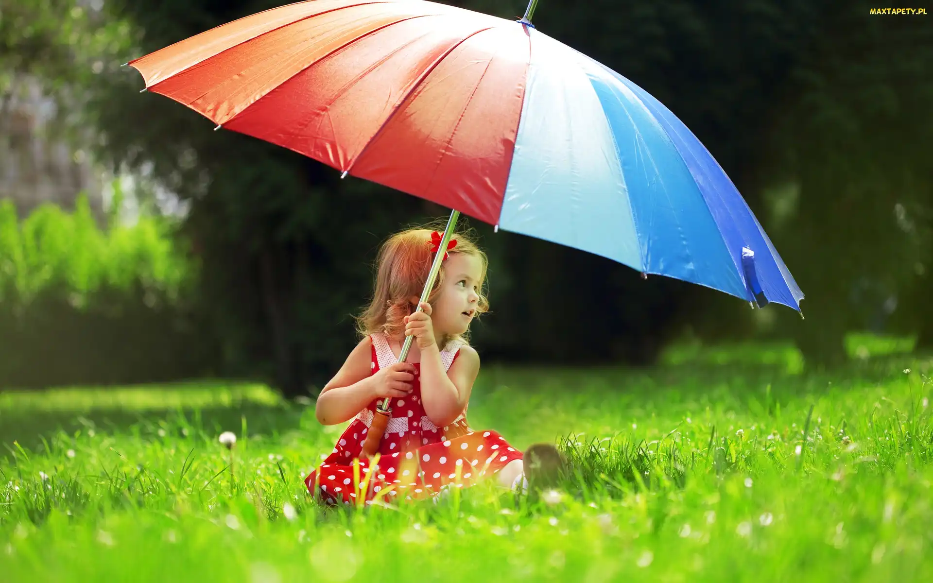 Parasol, Tęczowy, Mała, Dziewczynka