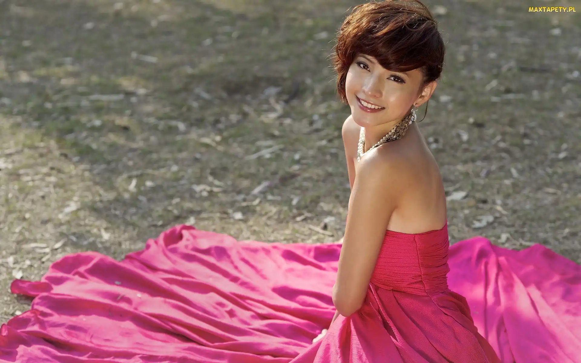 Sukienka, Różowa, Agnes Lim, Azjatka