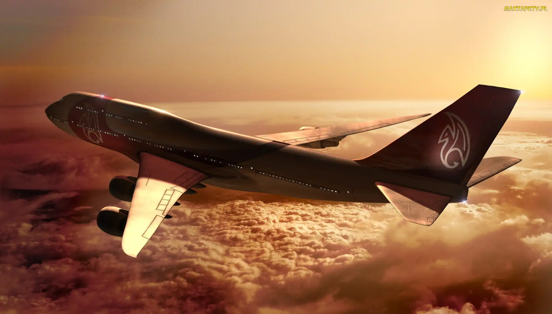 Samolot, Chmury, 747, Boeing