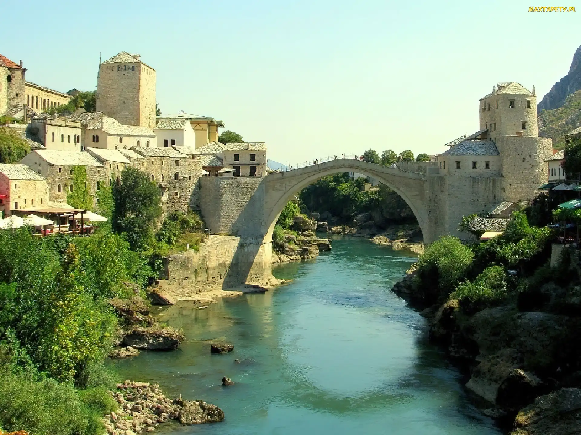 Domy, Bośnia i Hercegowina, Mostar, Most, Rzeka