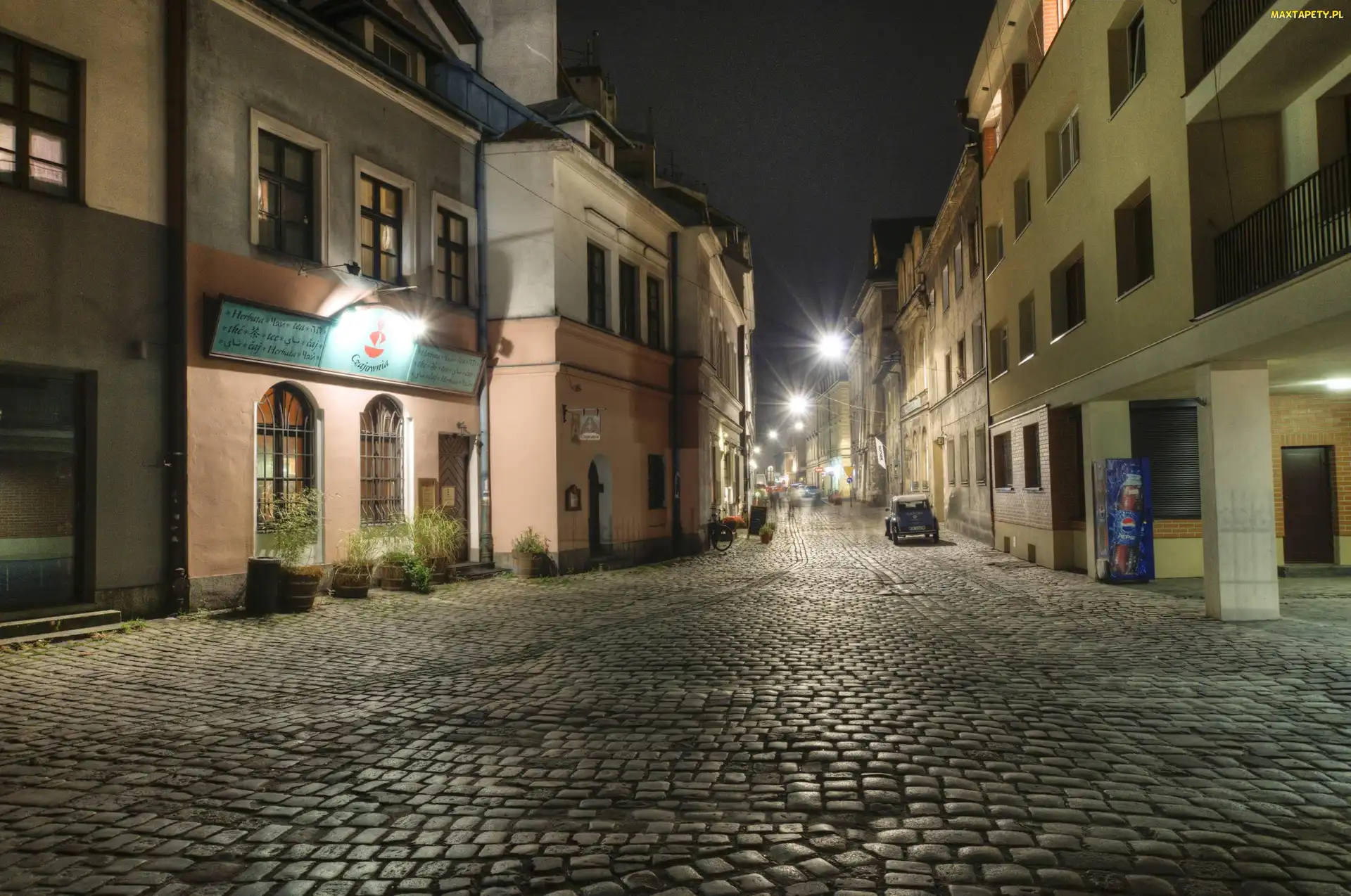 Ulica, Polska, Kraków, Nocą, Budynki