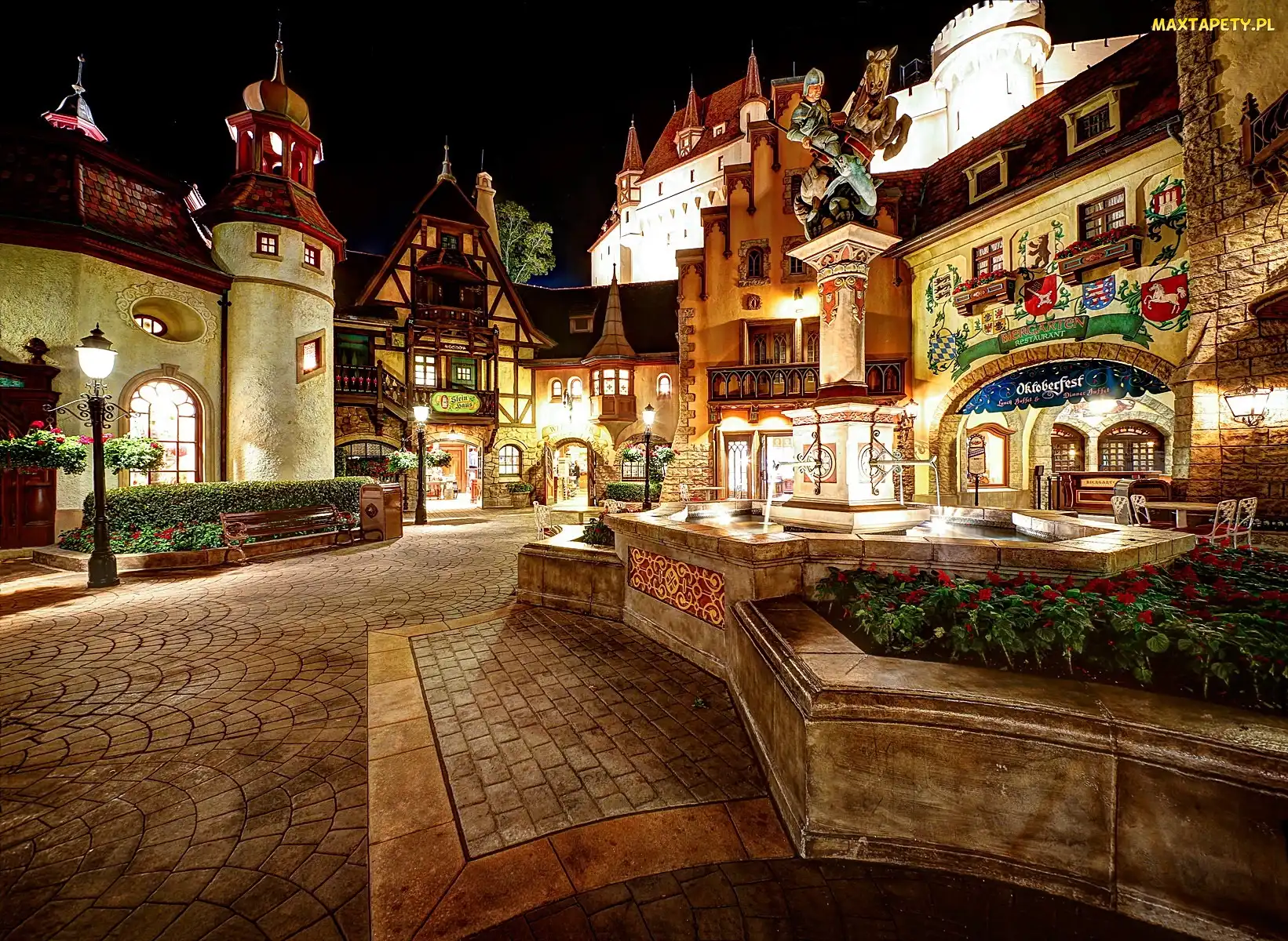 Domy, Kalifornia, Disneyland, Noc, Miasto