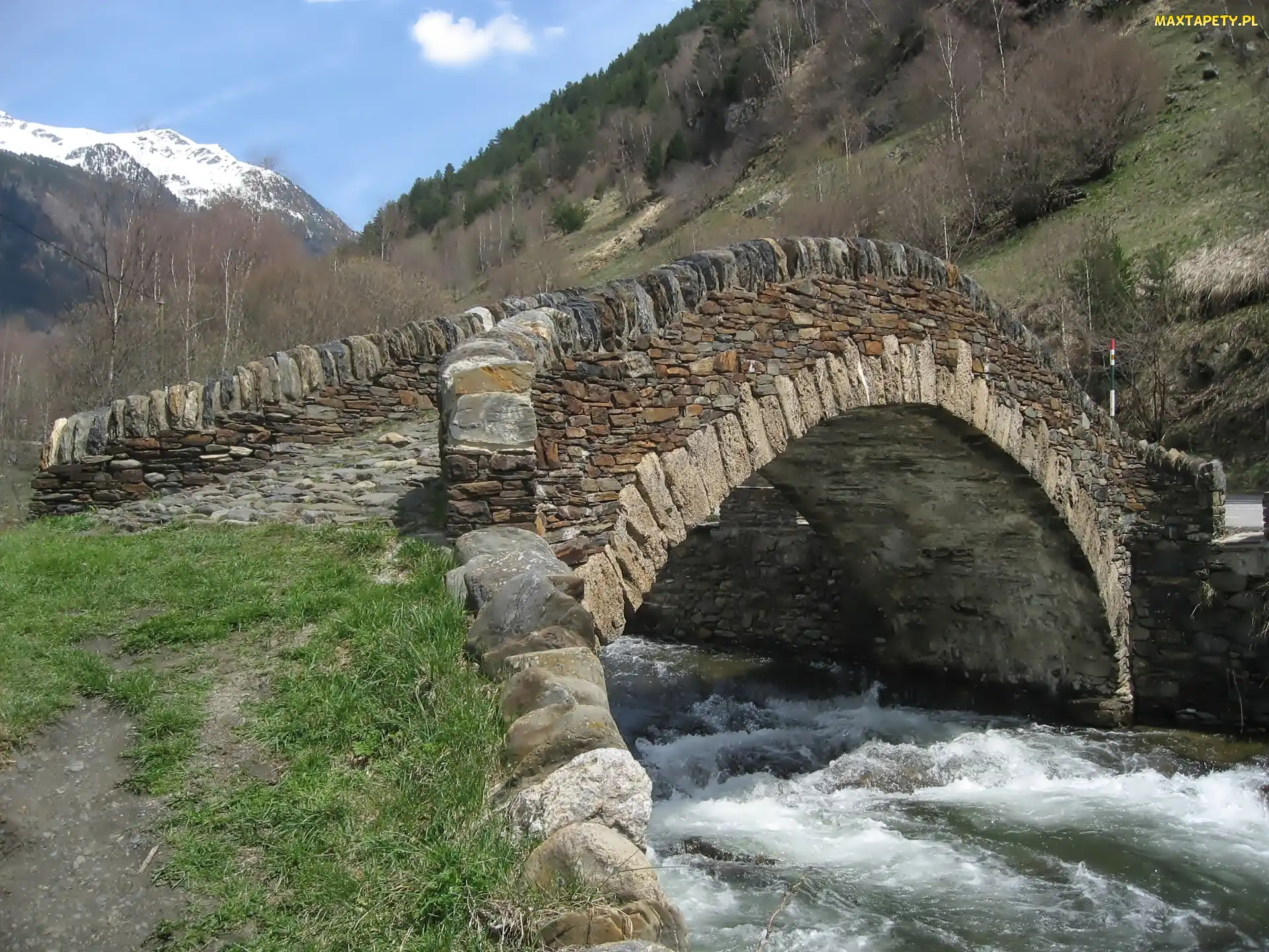 Mostek, Kamienny, Pireneje, Andora, Rzeka, Valira