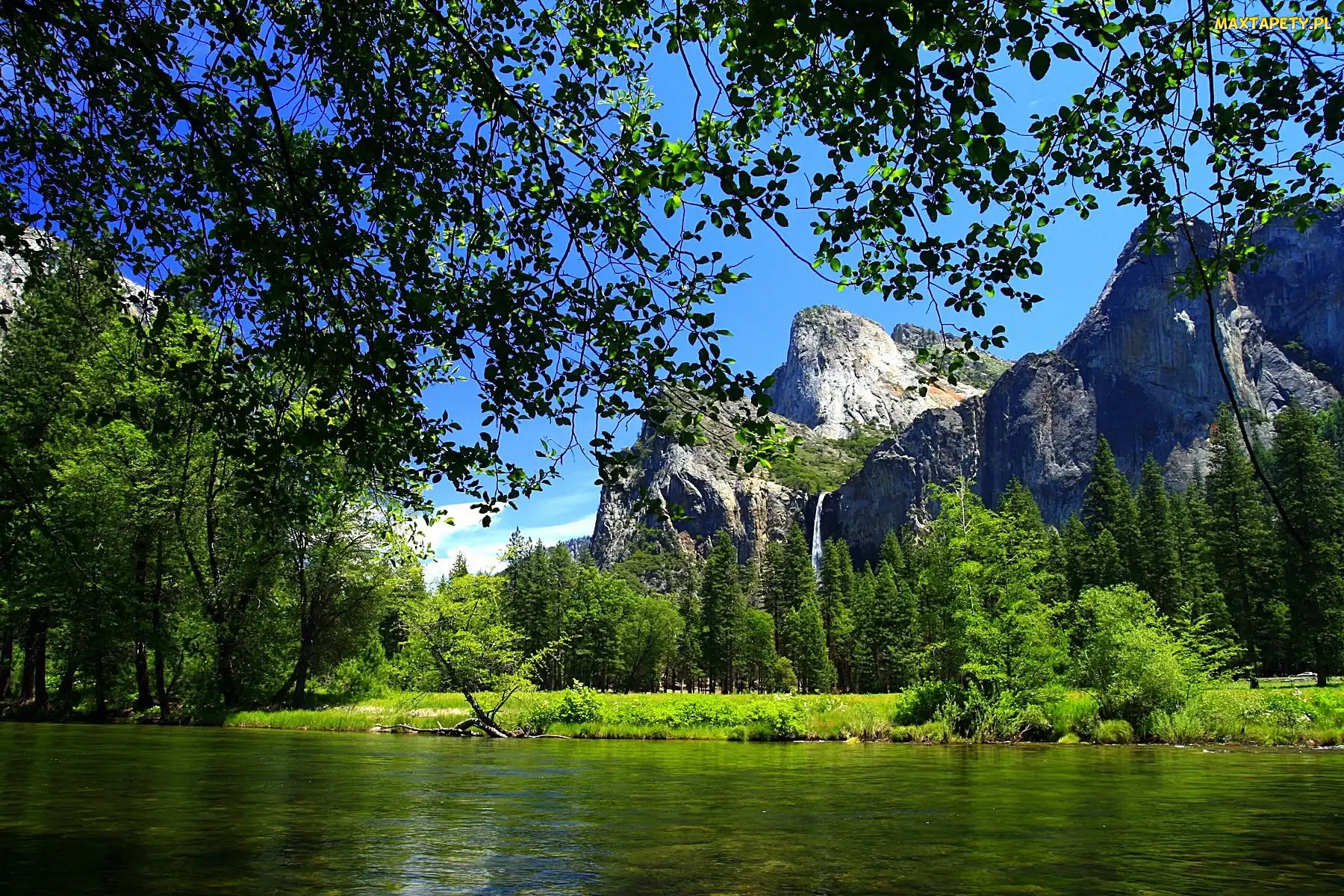 Stany Zjednoczone, Stan Kalifornia, Rzeka, Góry, Las, Park Narodowy Yosemite
