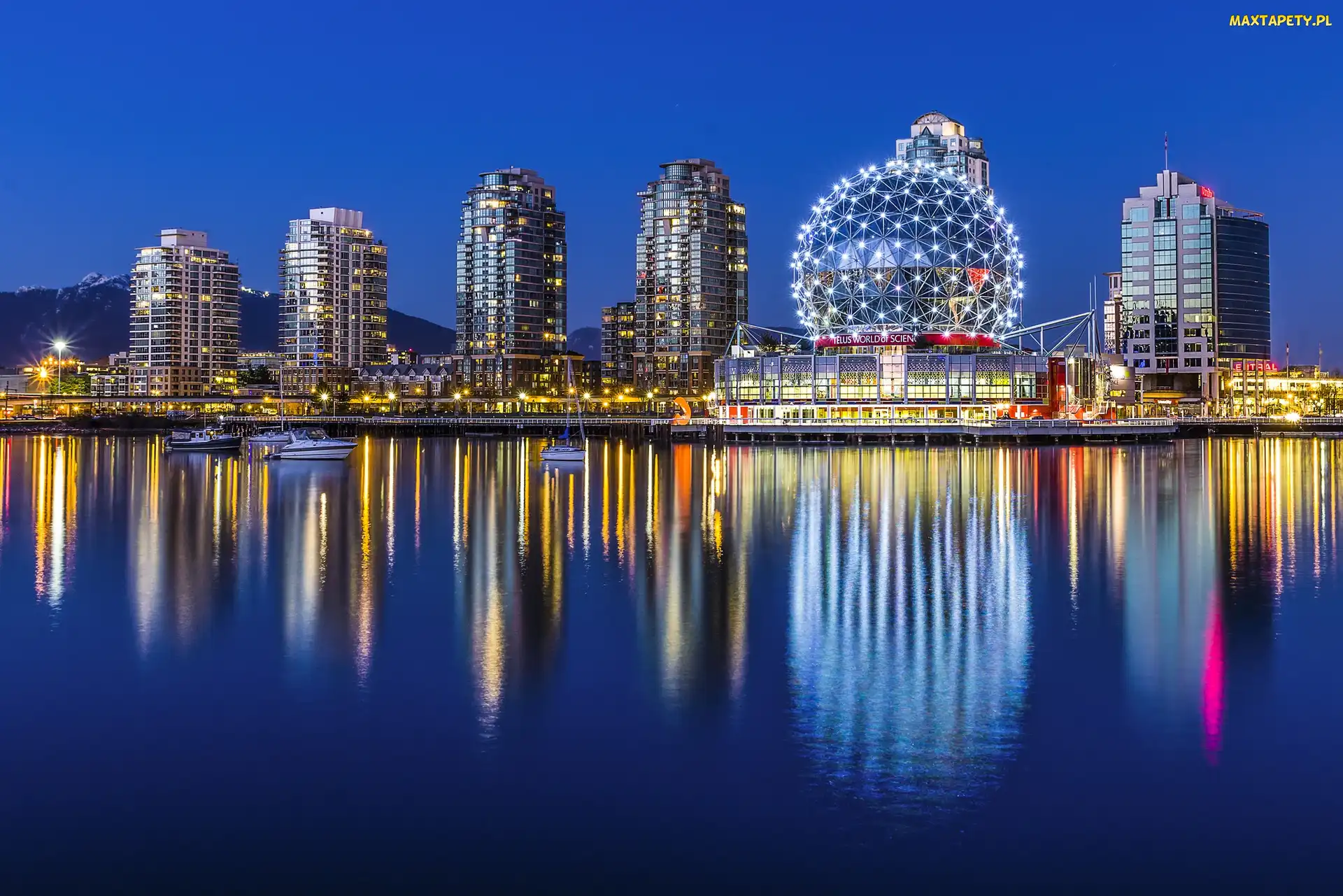 Noc Vancouver, Wieżowce, Rzeka, Miasto